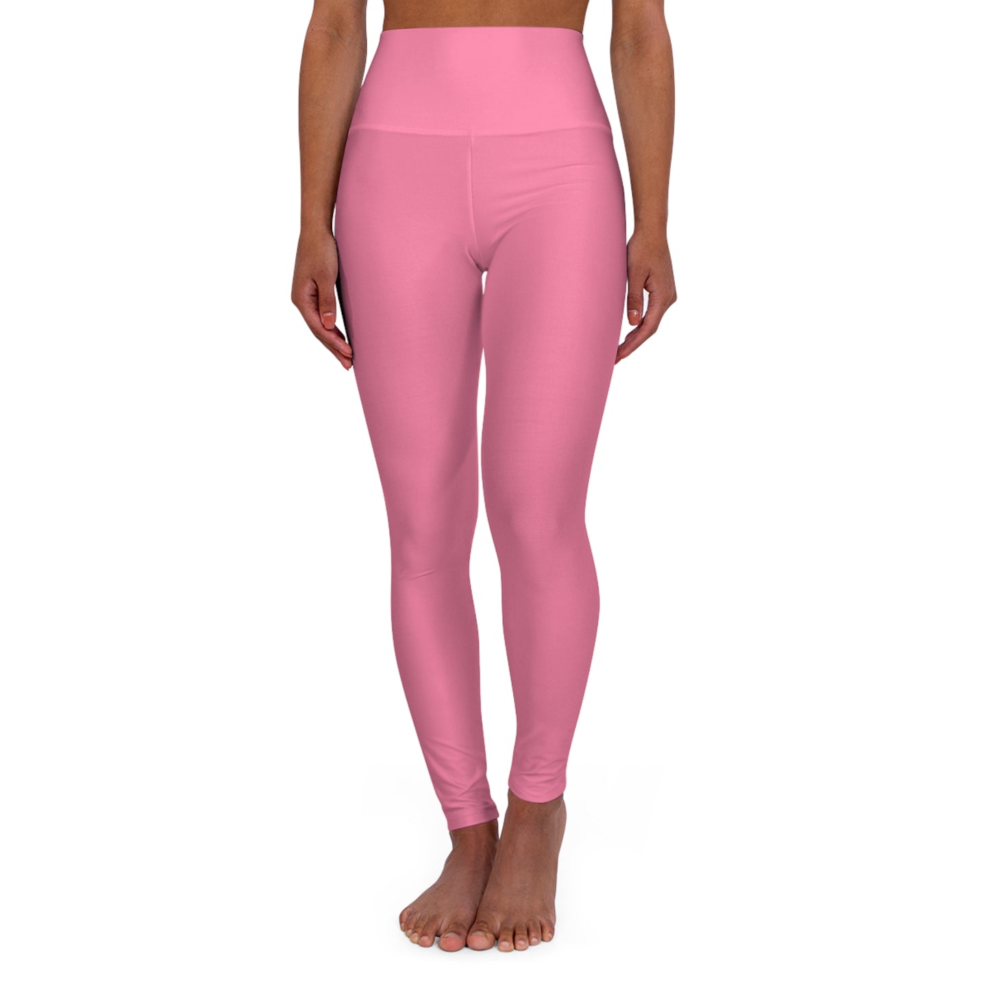 High-Waisted Bubblegum Pink Yoga Leggings Women's Seamless Poly-Span Stretchy Solid Pink Activewear for Pilates Everyday Wear