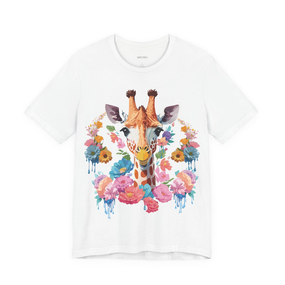 Giraffe Graphic Unisex Cotton Bella+Canvas Tee with Art Animal Design e23
