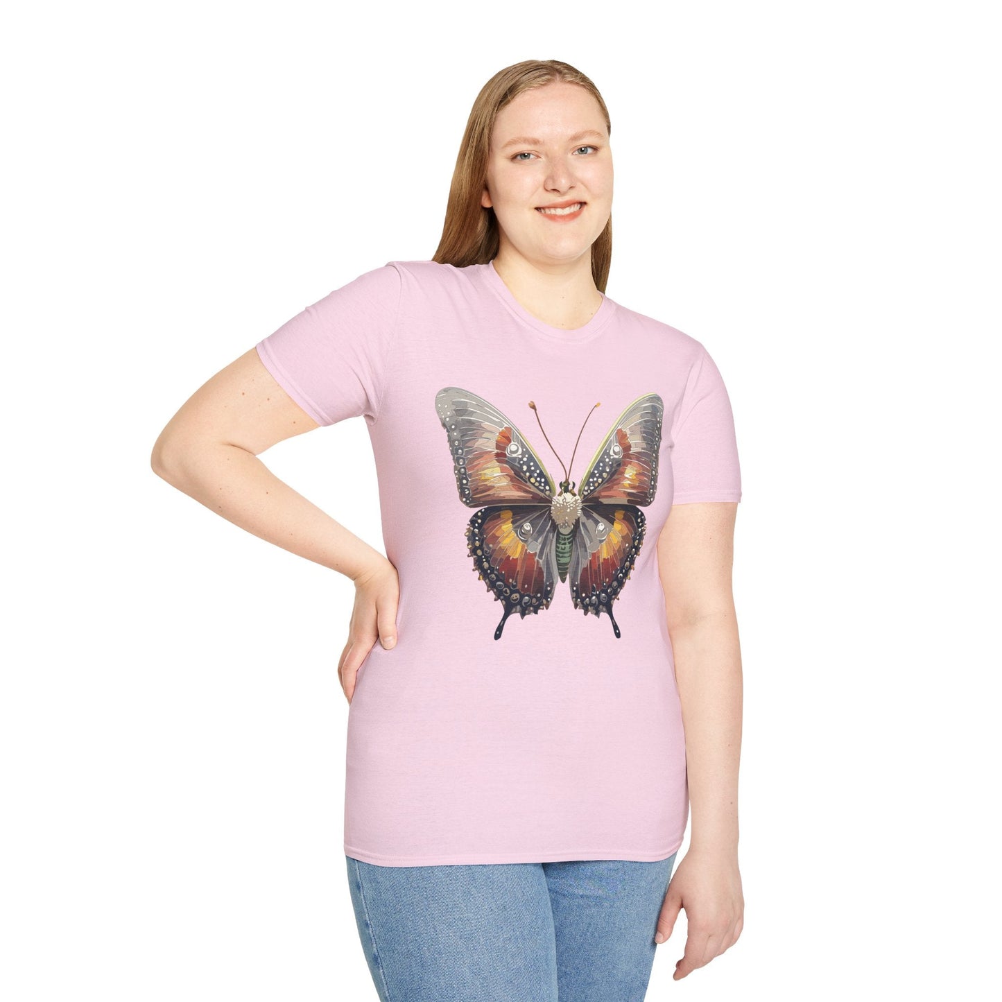 Butterfly Shirt Unisex Lightweight 100 Cotton Gildan Softstyle 64000 Tee Monarch Butterfly Design