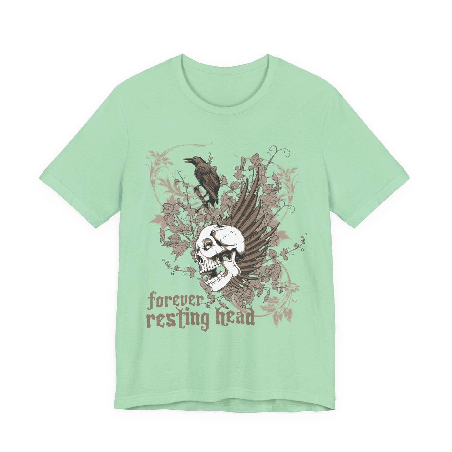 Forever Resting Head Tee, Edgy Graphic Shirt, Music T-Shirt, Gothic Tees, Skull Shirt, Art Design Tee, Skull Graphic Top