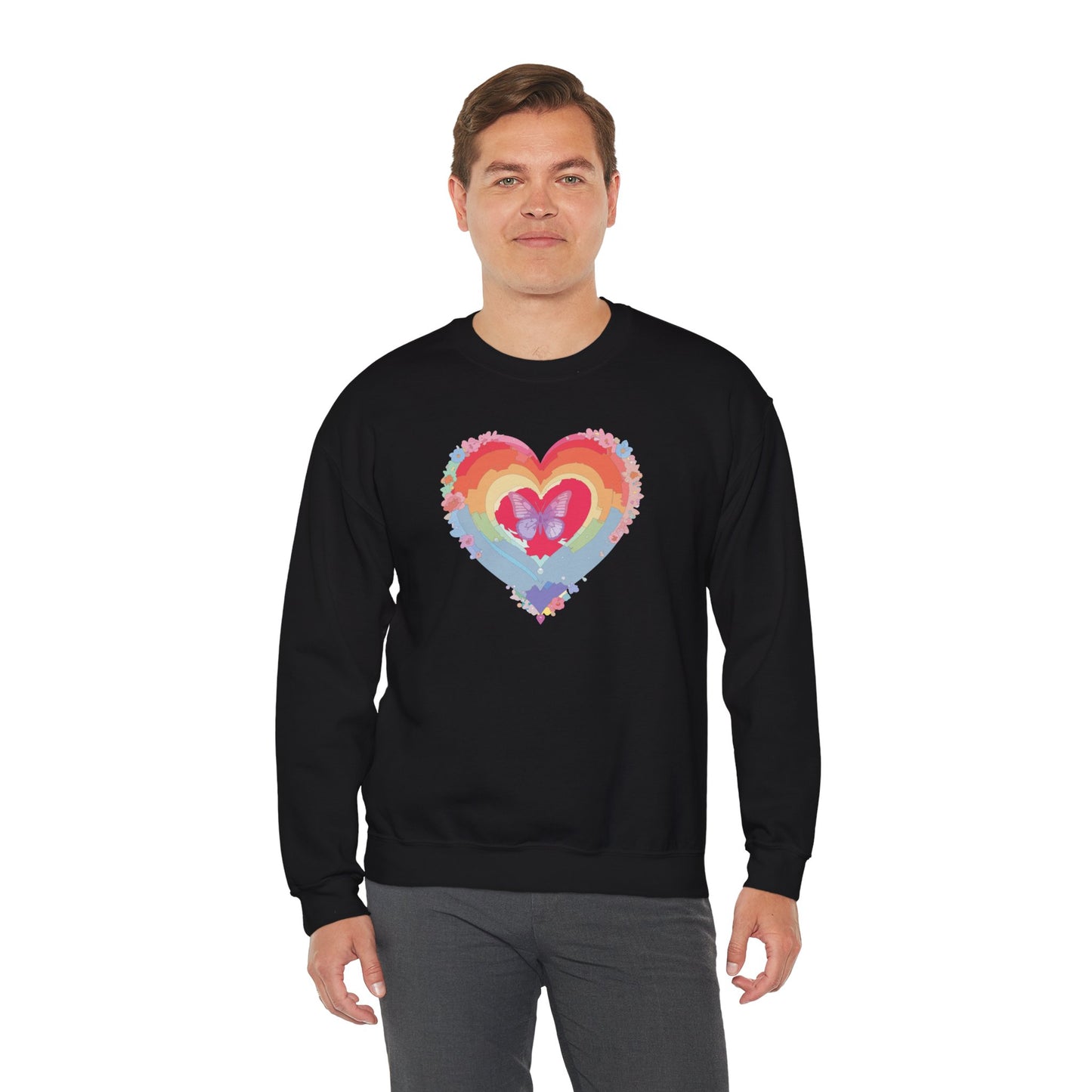 Rainbow Heart Sweatshirt, Floral Heart Sweatshirt, Floral Love Sweatshirt, Valentine's Day Sweatshirt, Rainbow Heart Floral Sweatshirt 116