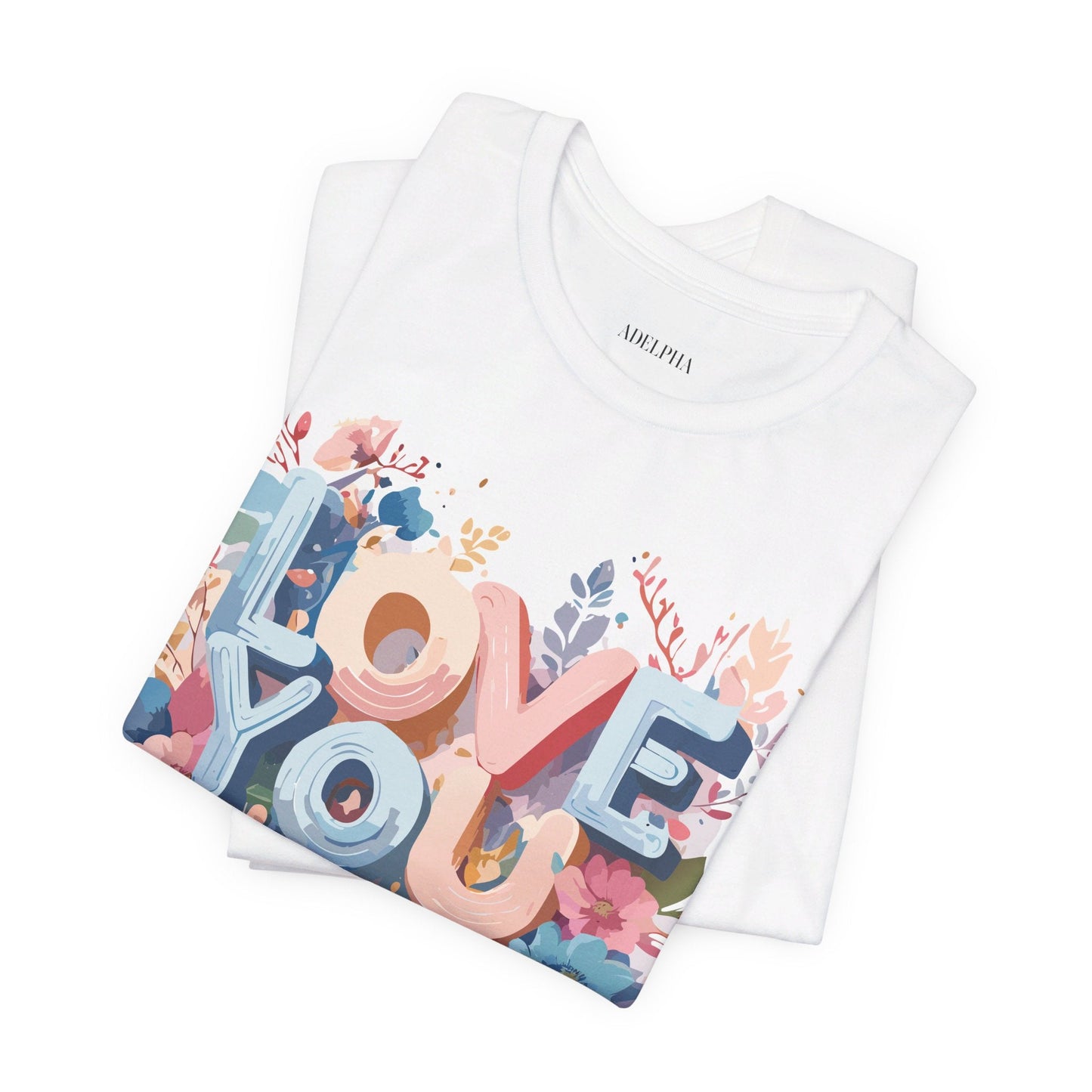 Valentine Day Graphic Unisex 100 Cotton Vintage Artwork with Love and Flower Design Tee 41