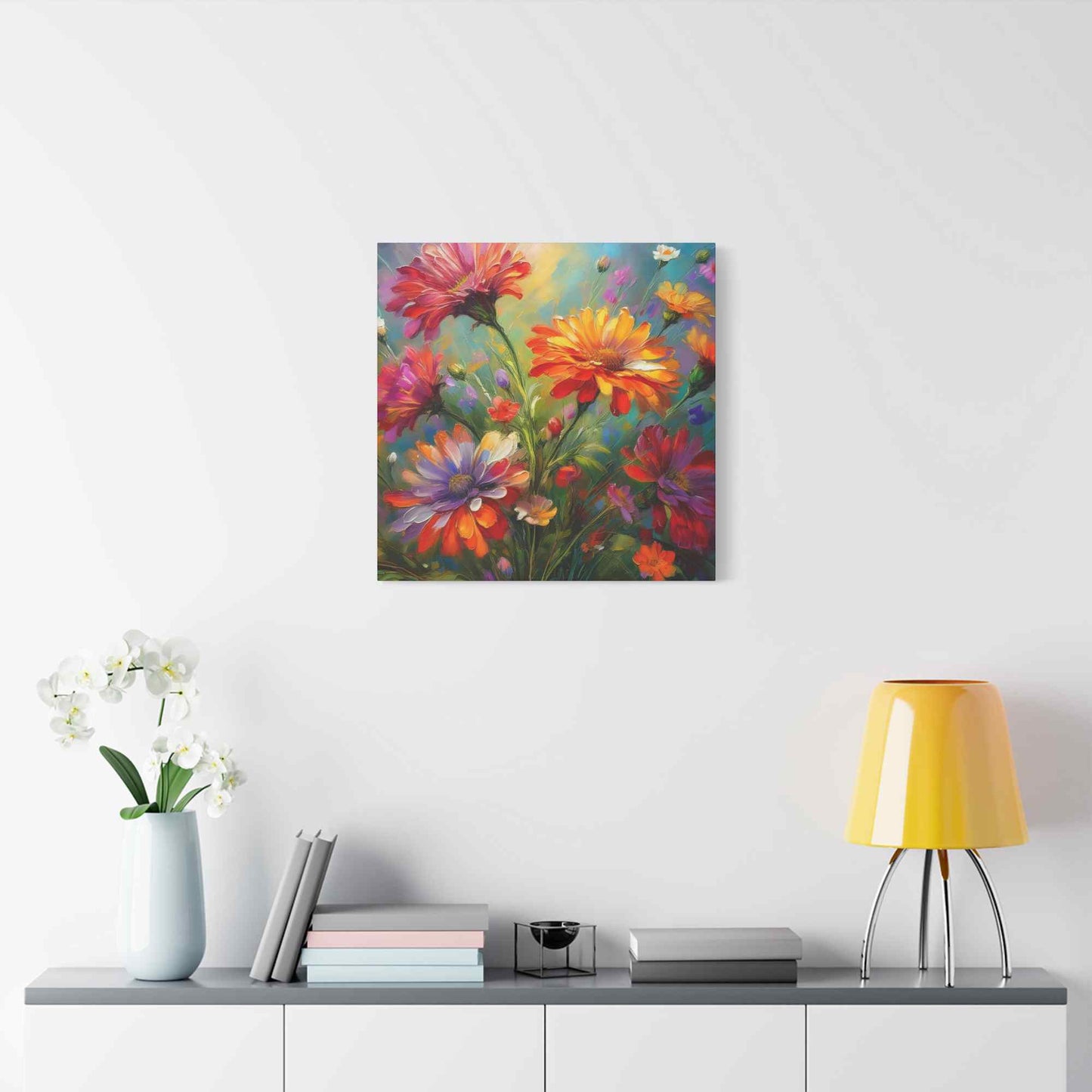 Flowers Print Canvas, Floral Oil Paint Print 20x20, 24x24, 30x30, 32x32, 36x36, Floral Art Design Print Non-Frame MC-13