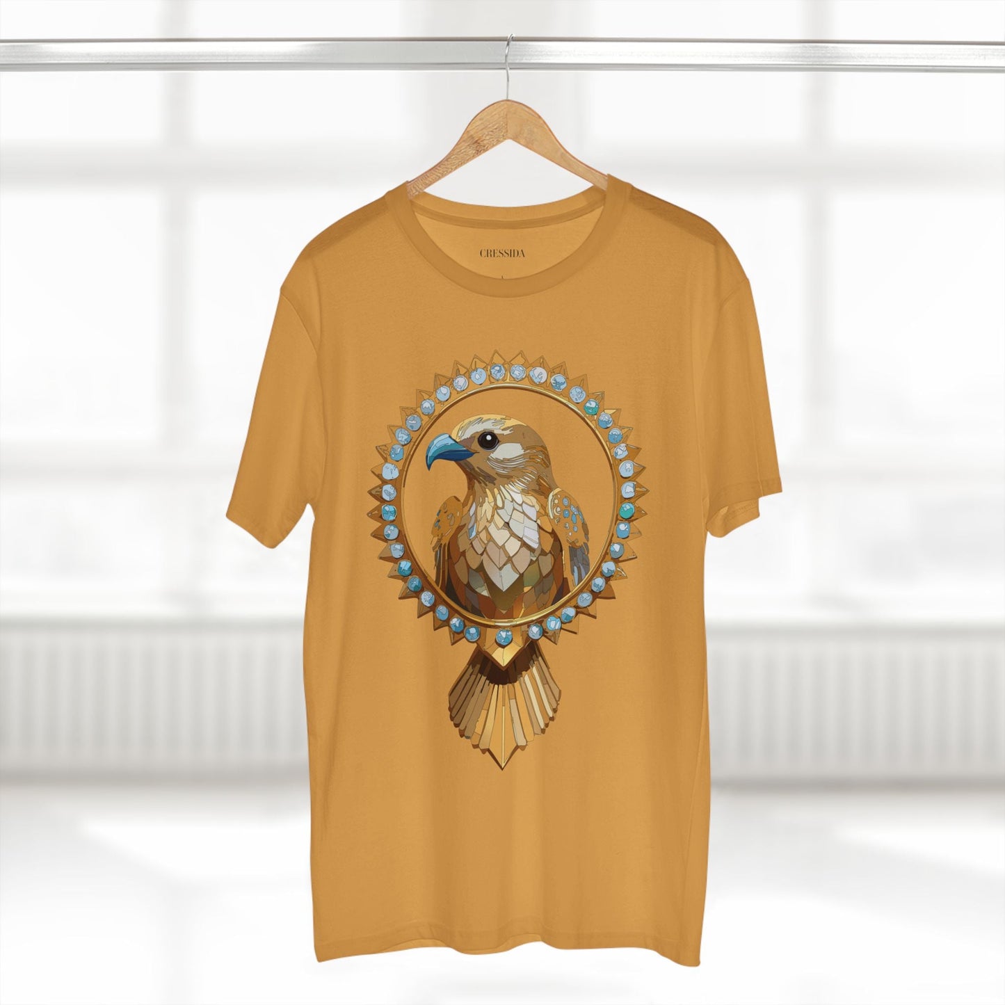Bird Graphic Unisex 100 Cotton Tee With Unique Animal Golden Medallion Art Design 18