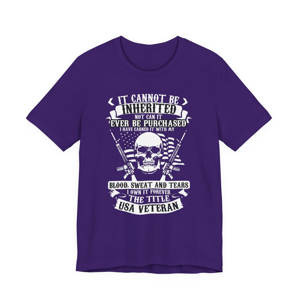 USA Veteran skull flag crossed rifles T-Shirt Military pride Unisex Cotton tee v54