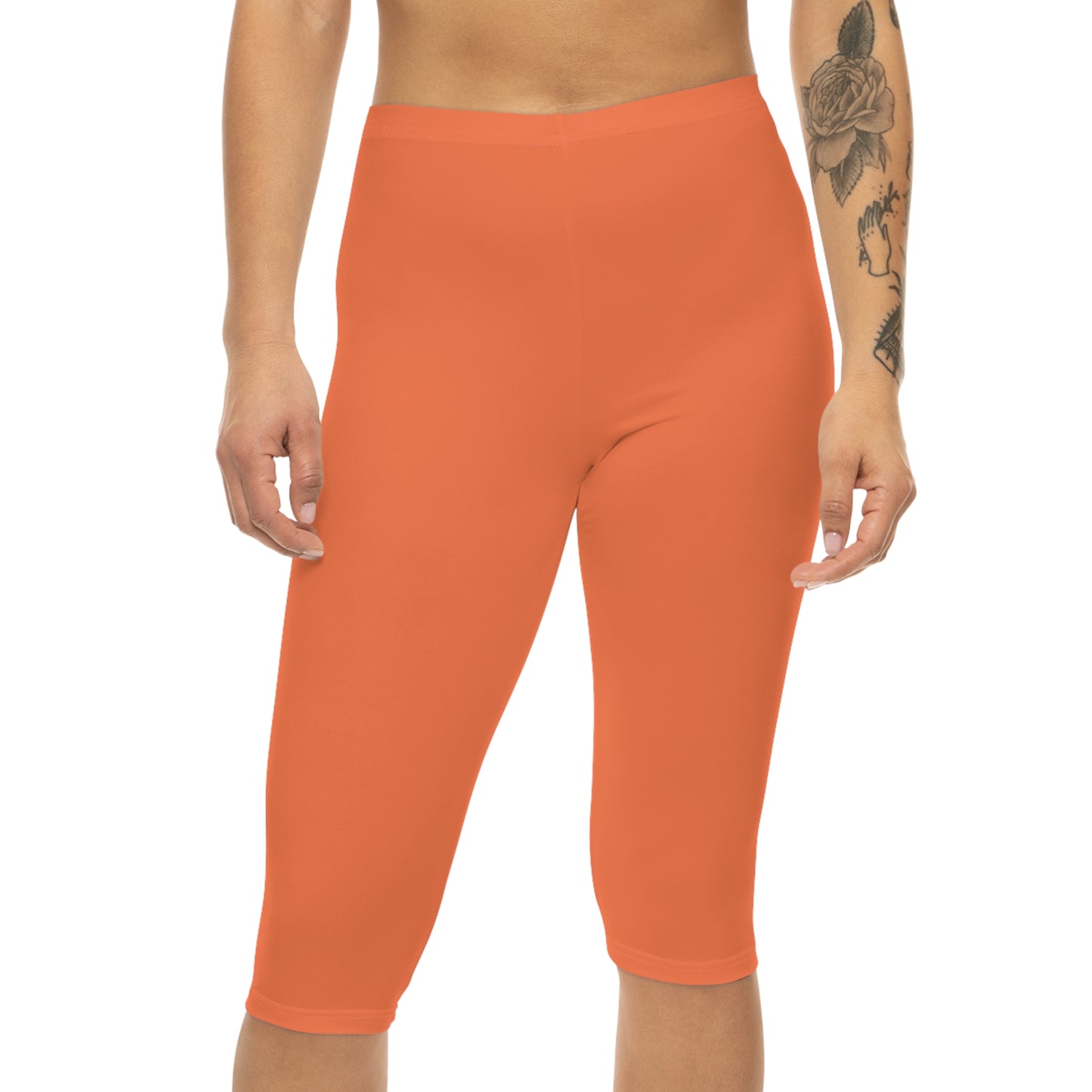 Summer Gold Color Women's Brushed Suede Poly Span Casual Capri Leggings XS-2XL