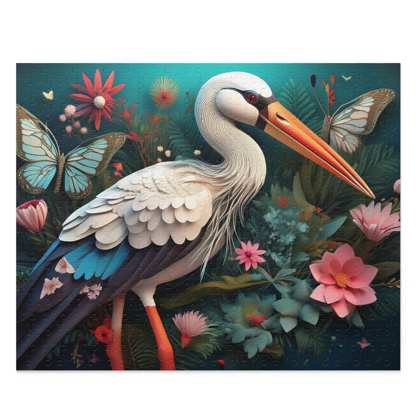 Puzzles-40 Kids Stork Puzzle 500-Piece  Floral Stork Puzzle 500-Piece, Birds Kids Puzzles Size: 16" x 20",  Ages 9+