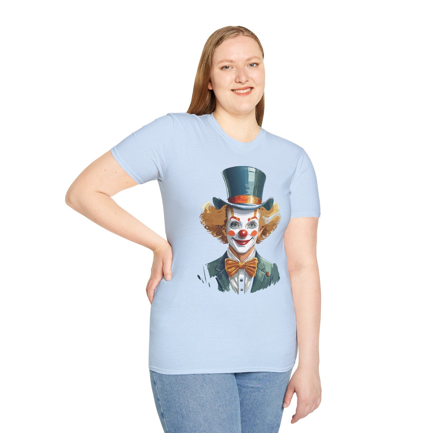 Funny Clown Shirt Unisex T Shirt Circus Style Tee With Scary Man Artwork Gildan 64000