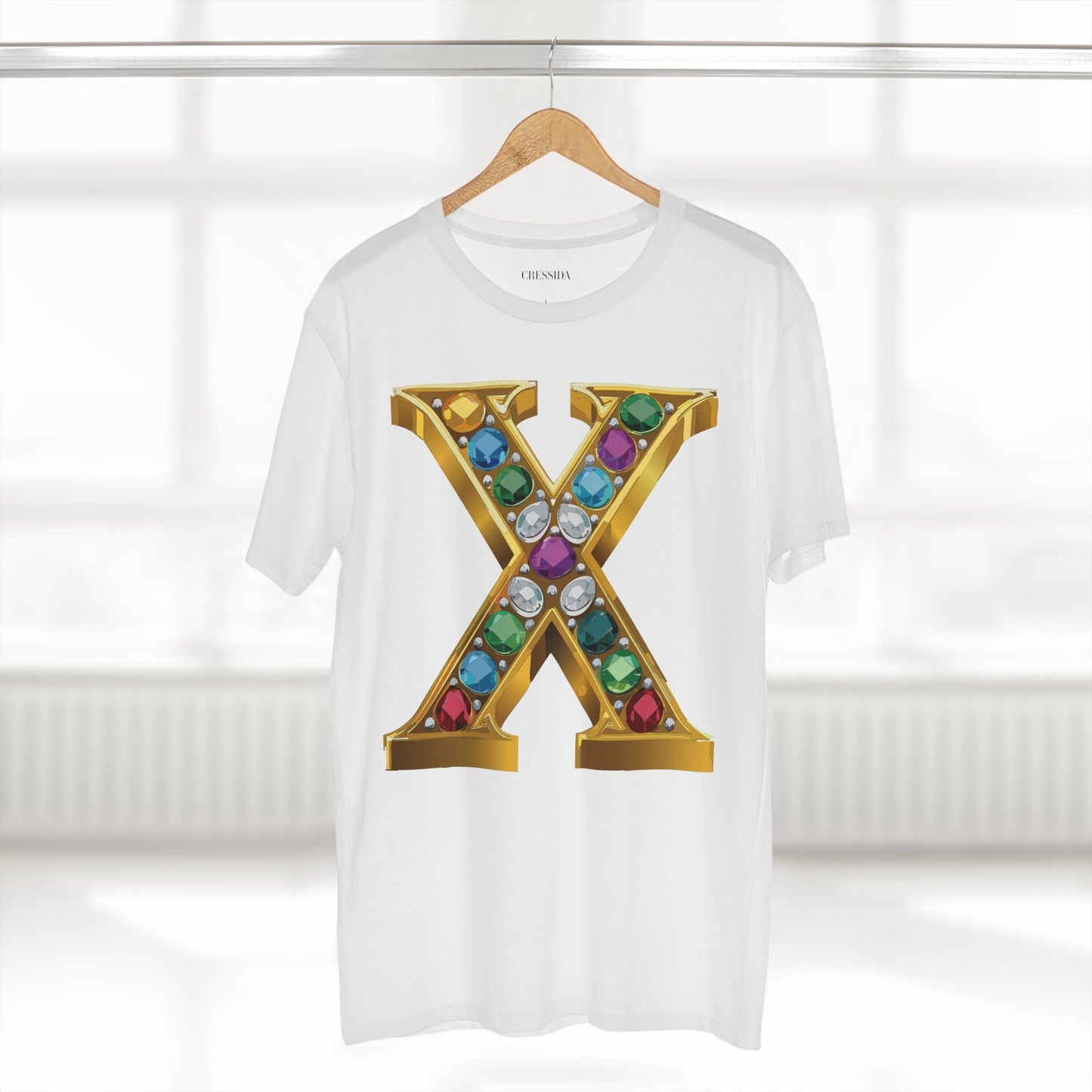 Letter X Graphic Design Tee Unisex 100 Cotton With Antique Gold Letters Artwork T-Shirt