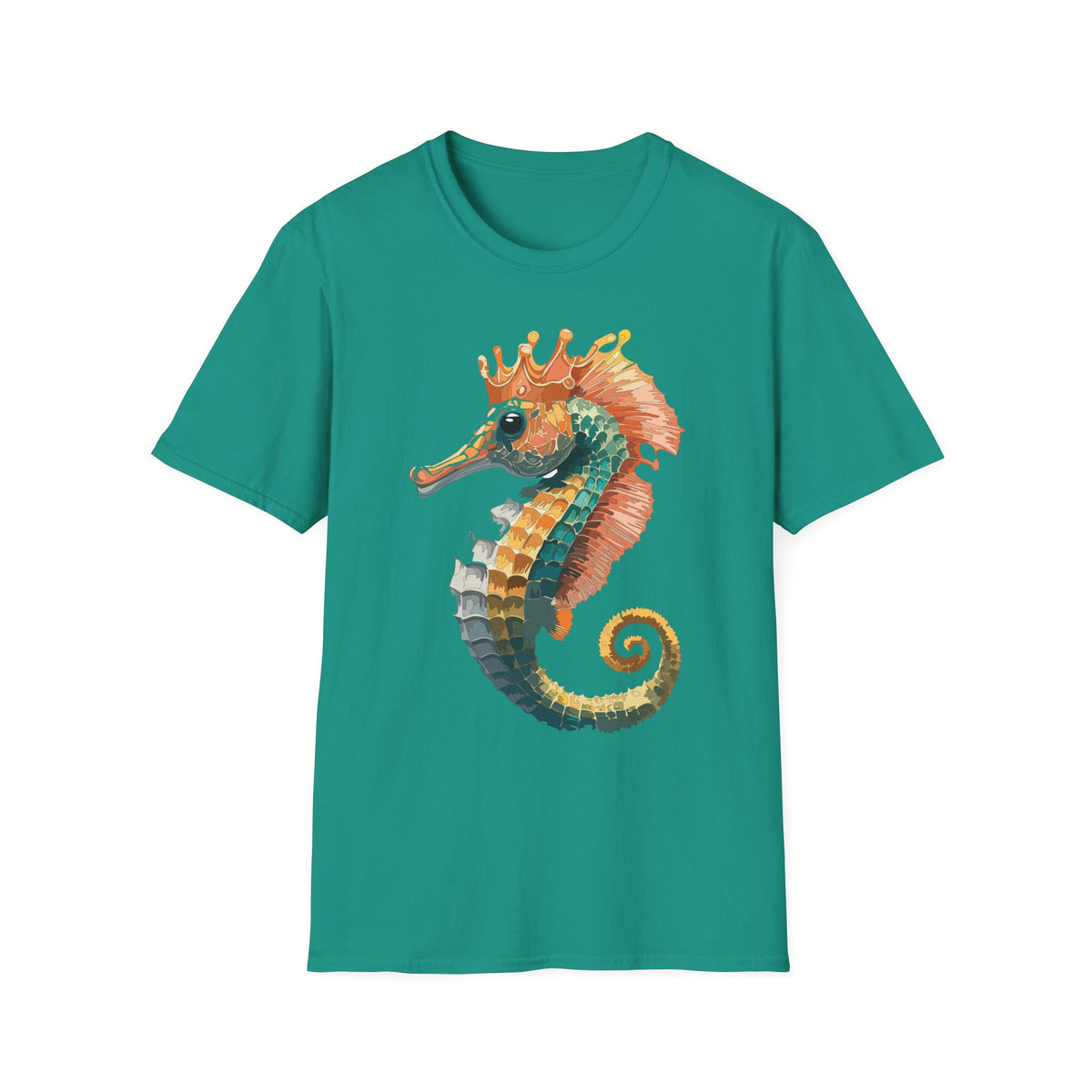Watercolor Seahorse Crown T-Shirt | Colorful Ocean Art