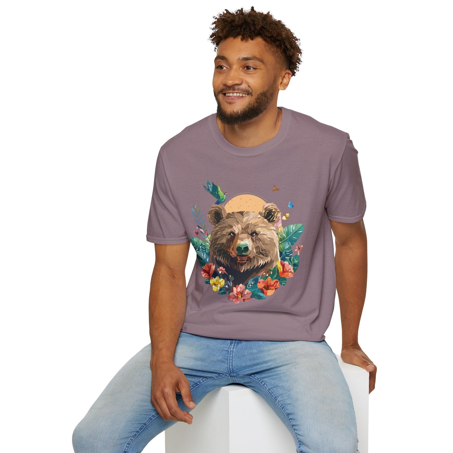 Bear T Shirt Unisex Graphic Tee Bear Lover Gift 100 Percent Ring Spun Cotton Softstyle 64000 Gildan