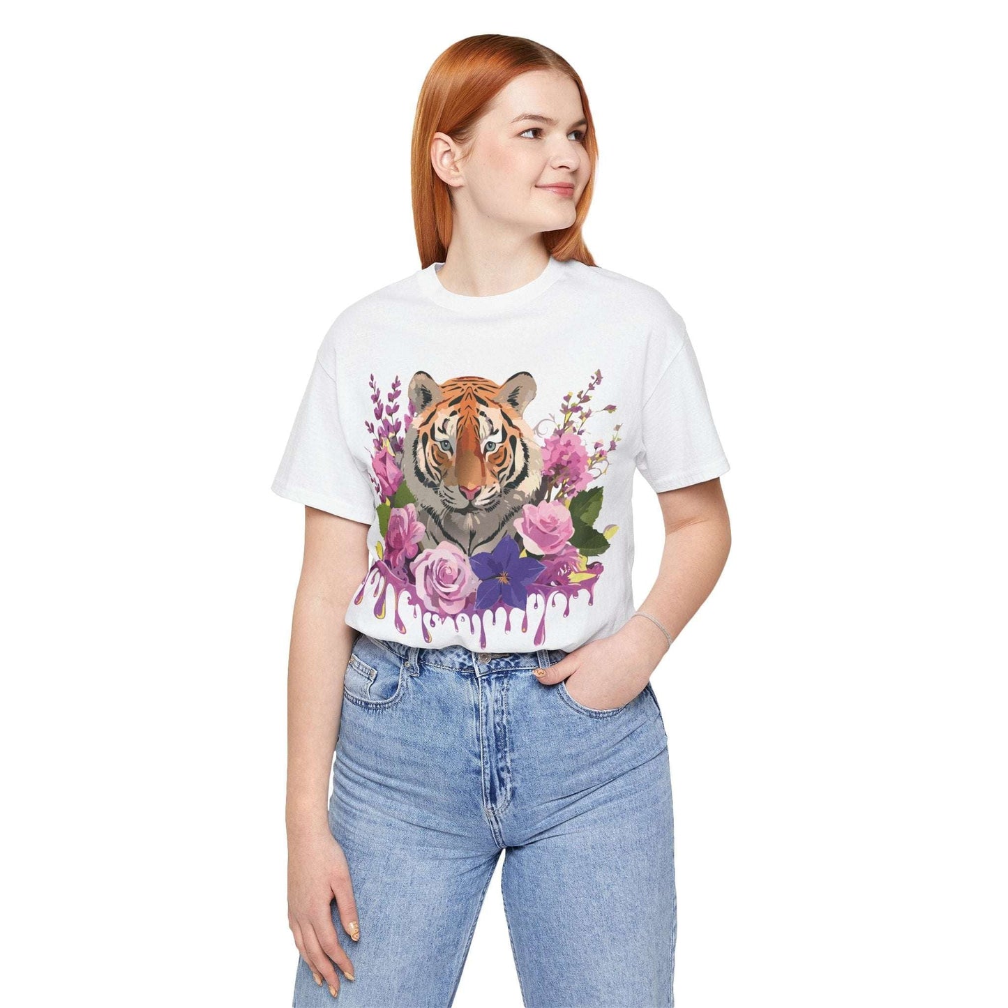 Tiger Graphic Unisex 100 Cotton Vintage Art with Animal Tee 12