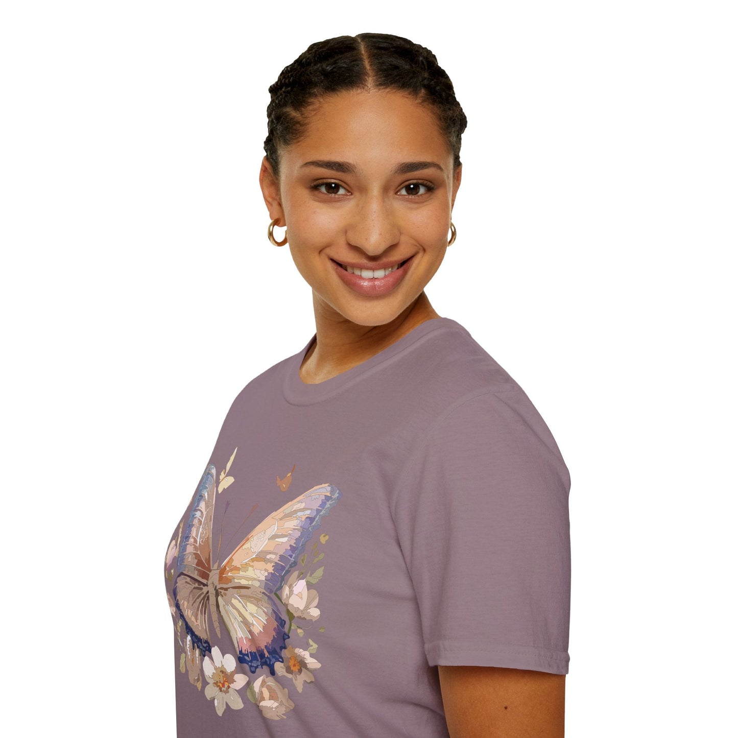 Butterfly T Shirt Unisex Softstyle Monarch Design 100 Percent Cotton Tee For Everyday Comfort