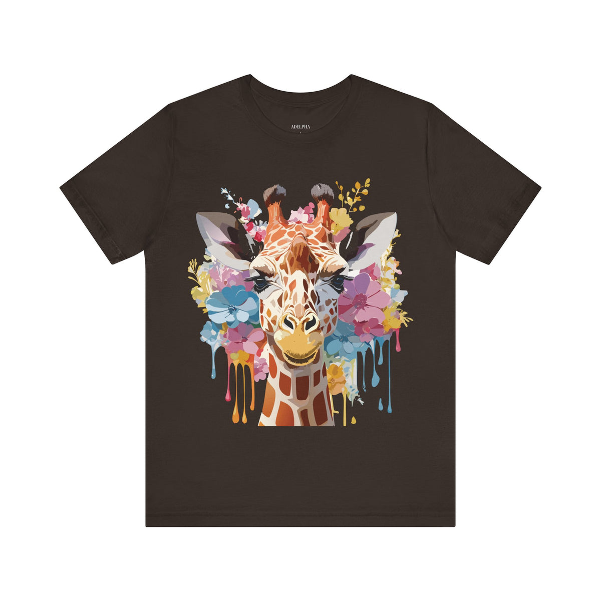 Giraffe Graphic Unisex Cotton Bella+Canvas Tee with Art Animal Design e20