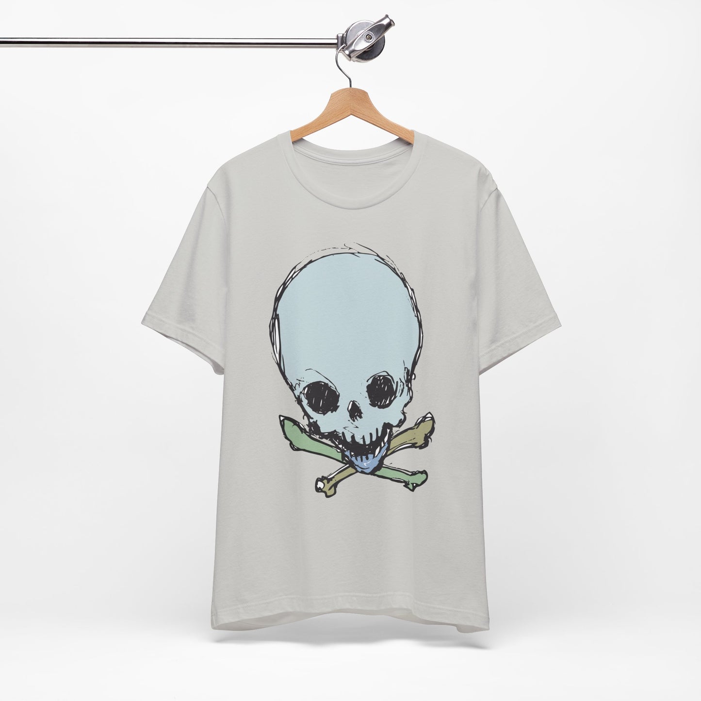 Lt Blue Skull Graphic Design Tee, Skull Shirt, Vintage Tees, Art Design T-Shirt, Vintage Graphic Tee, Art Shirts with Skulls