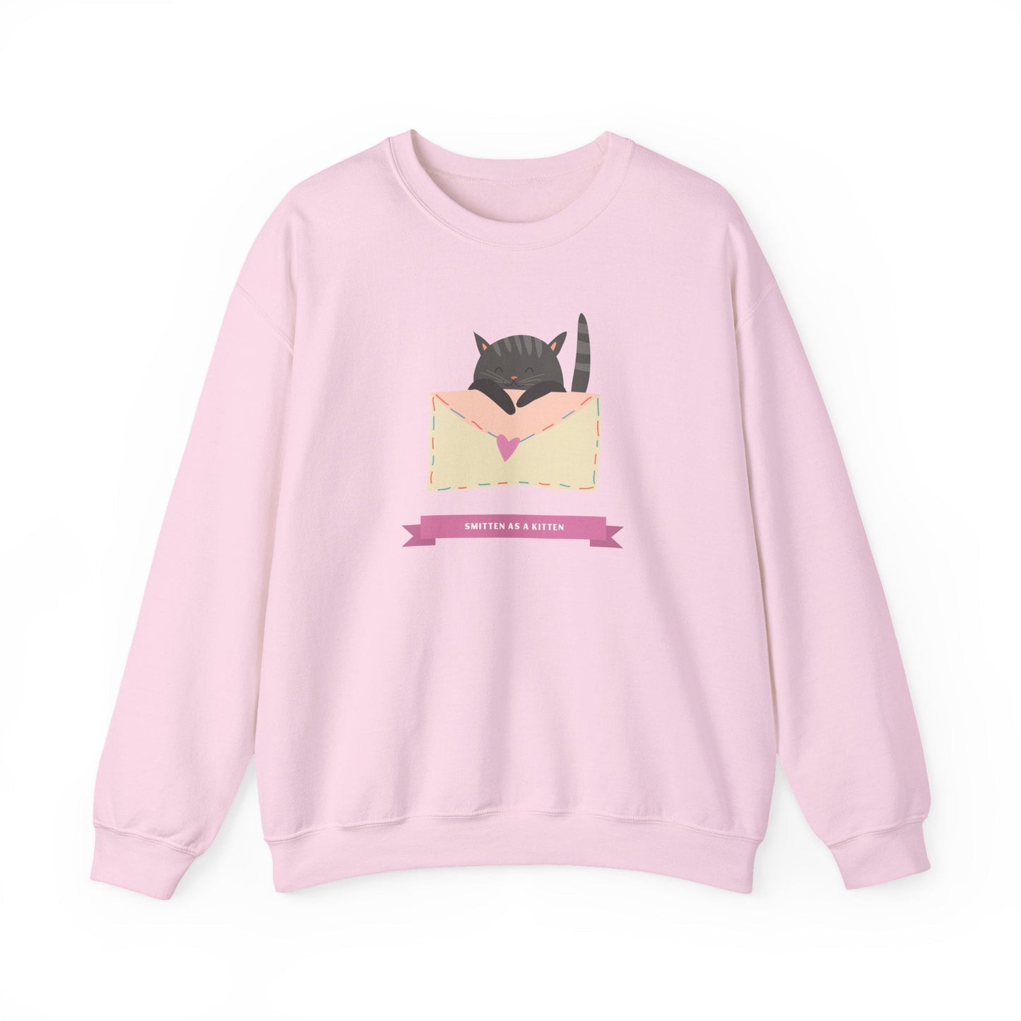 Cat Heart Sweatshirt Love For Cat Lovers Unisex Crewneck Fifty Fifty Cotton Poly Blend Gildan 18000