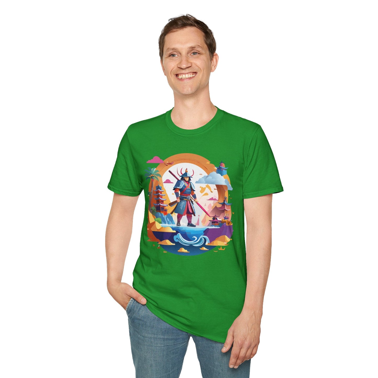 Samurai T Shirt Unisex Gildan Softstyle 64000 100 Percent Ring Spun Cotton Lightweight Tee