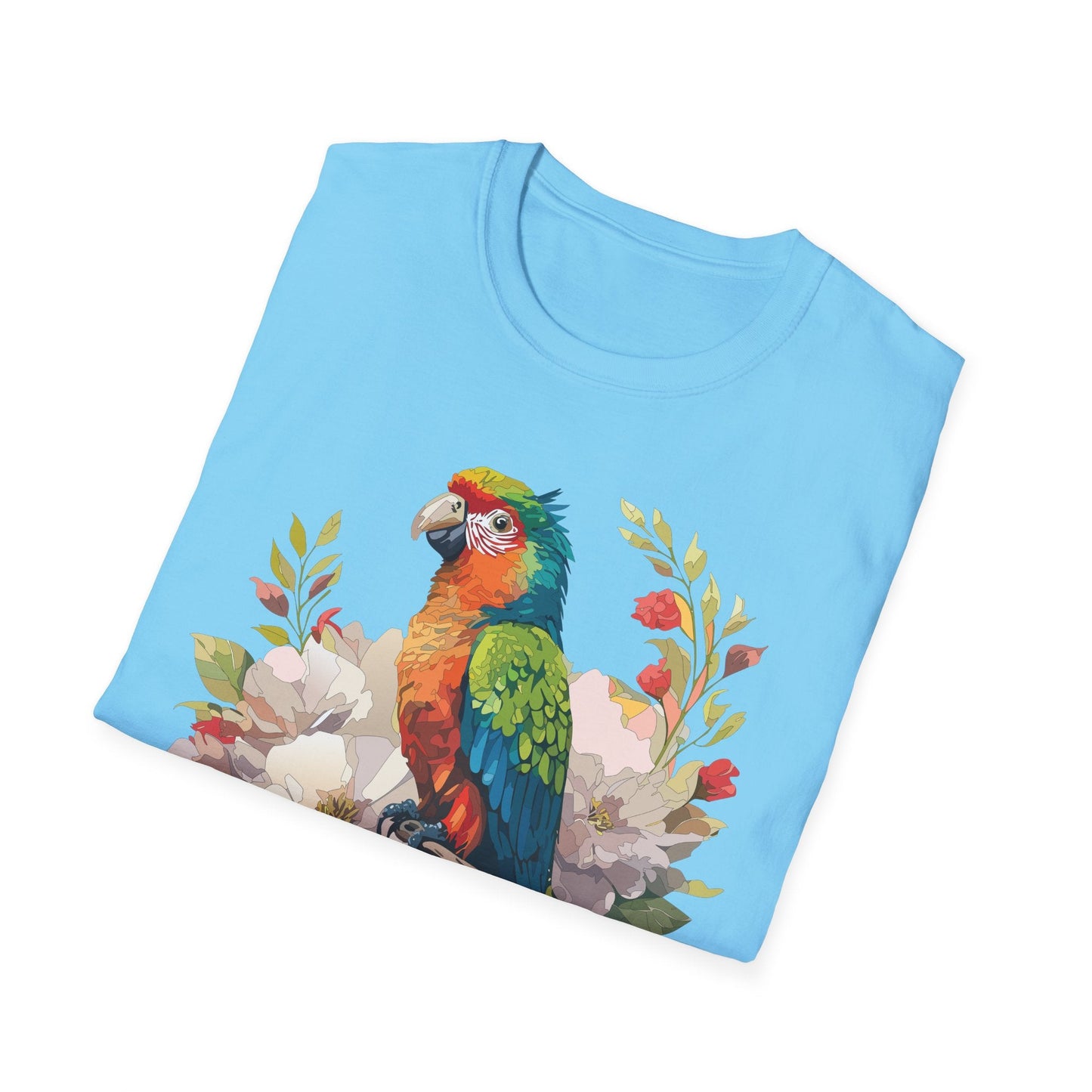 Floral Bird T Shirt Unisex Softstyle Gildan 64000 Graphic Tee With Animal Design