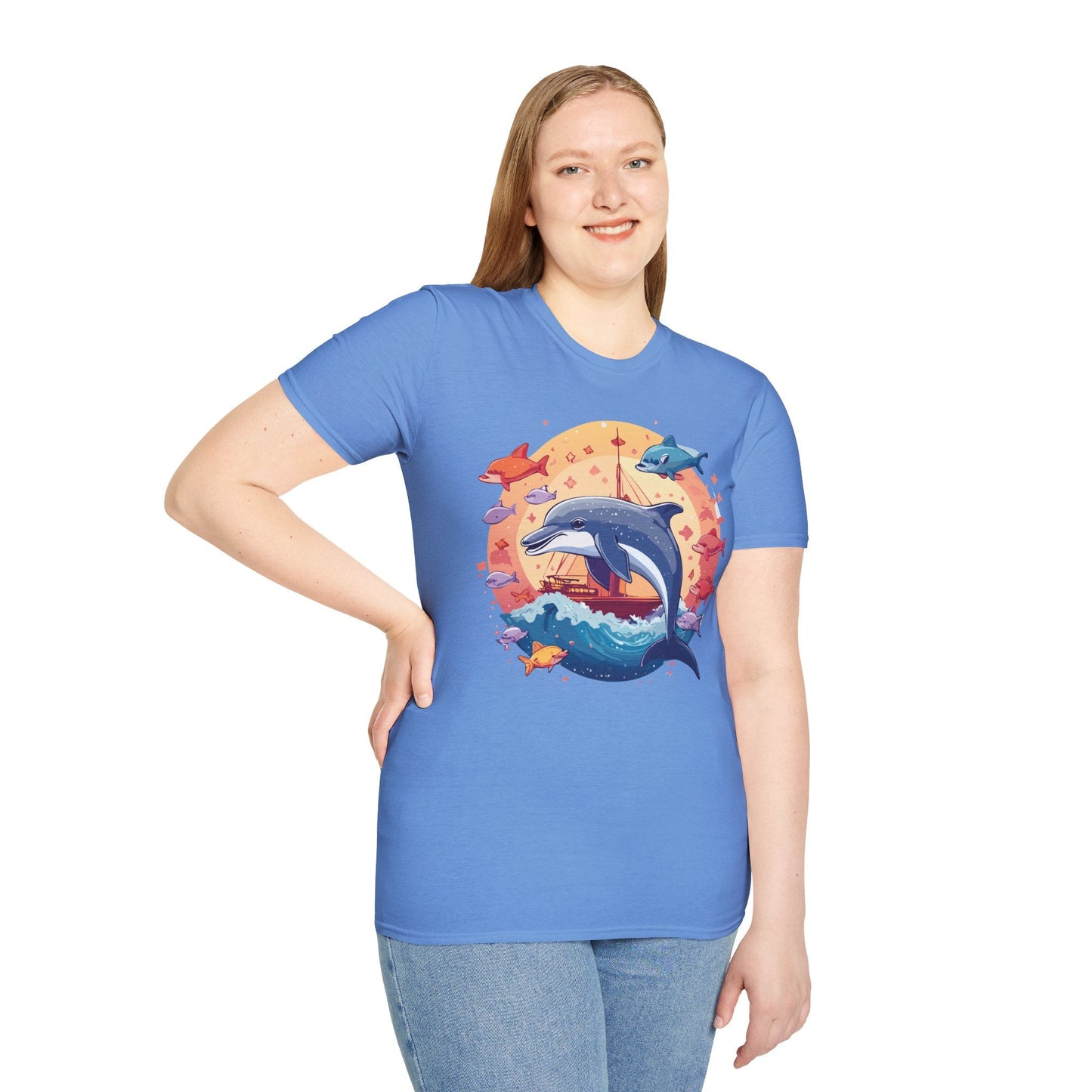 Dolphin Shirt Unisex Softstyle Cotton Tee 100 Percent Ring Spun Lightweight Breathable