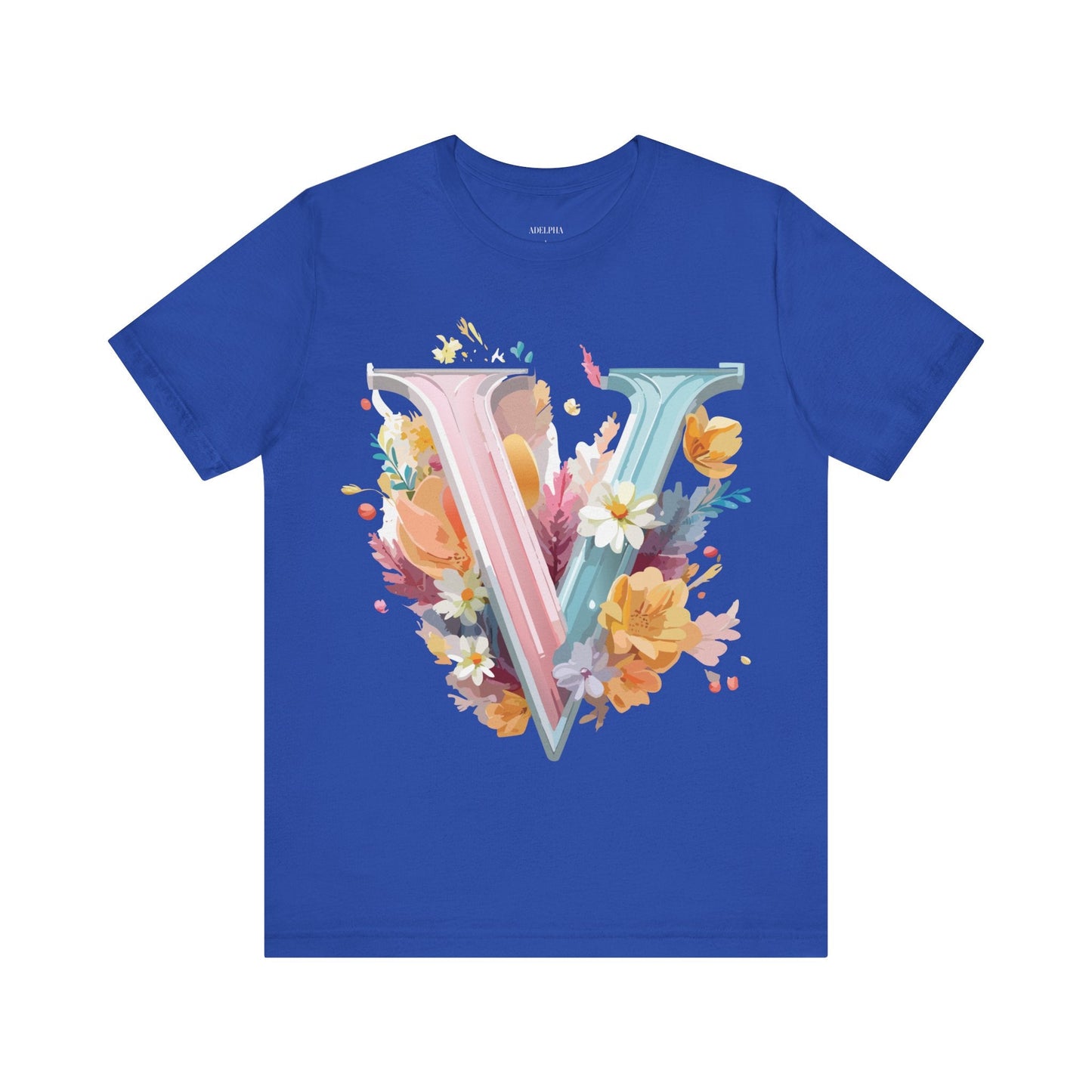 Letter V Shirt Graphic Tee Unisex Jersey Short Sleeve Vintage Inspired Artwork Adelpha