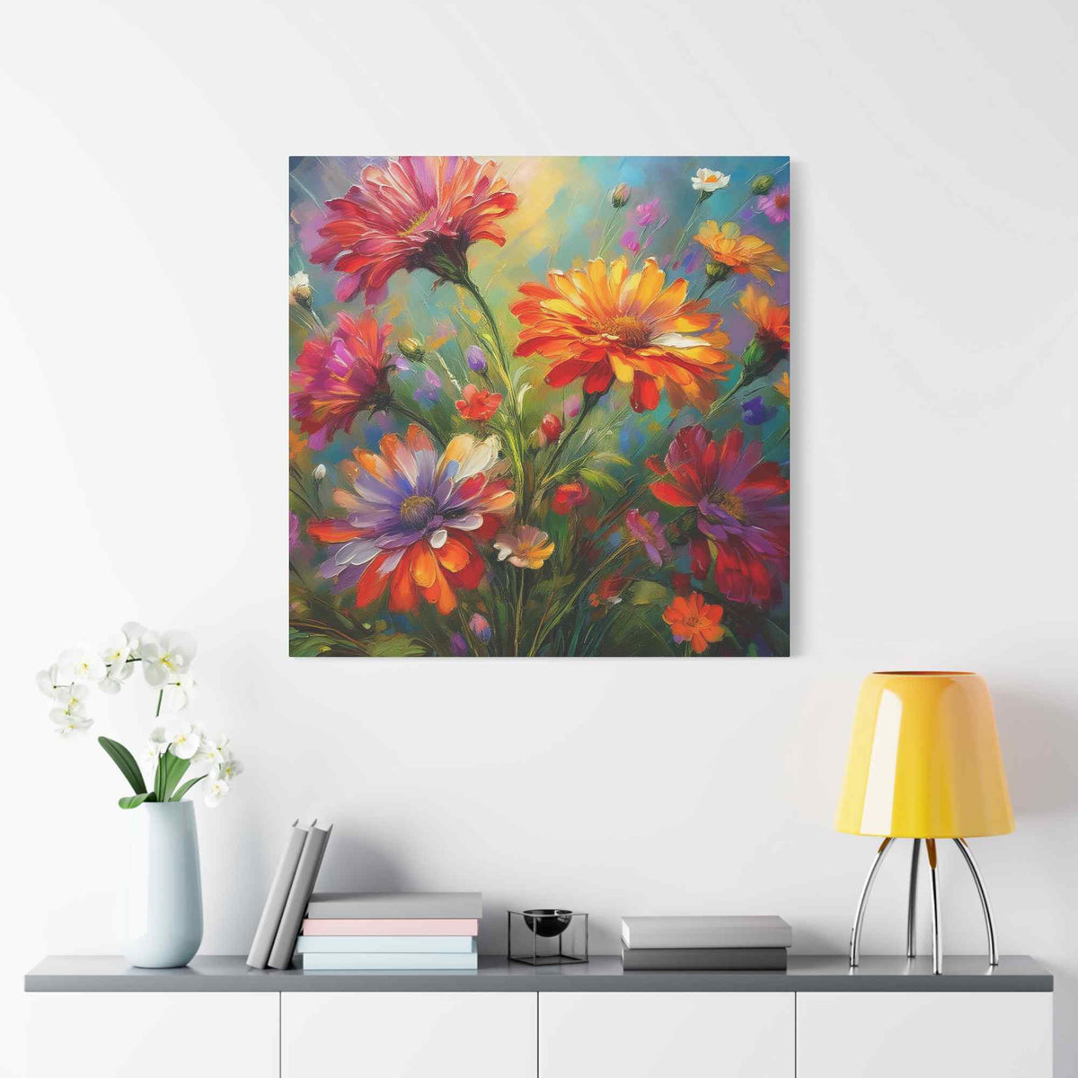 Flowers Print Canvas, Floral Oil Paint Print 20x20, 24x24, 30x30, 32x32, 36x36, Floral Art Design Print Non-Frame MC-13