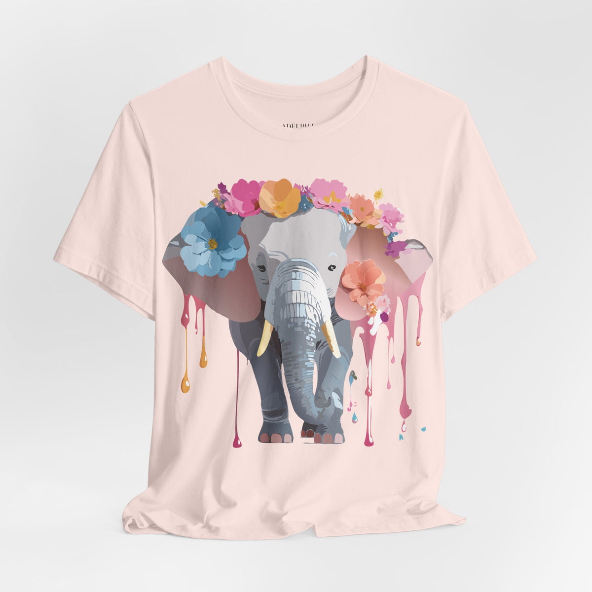 Elephant Graphic Unisex Cotton Bella+Canvas Tee with Art Animal Design e135