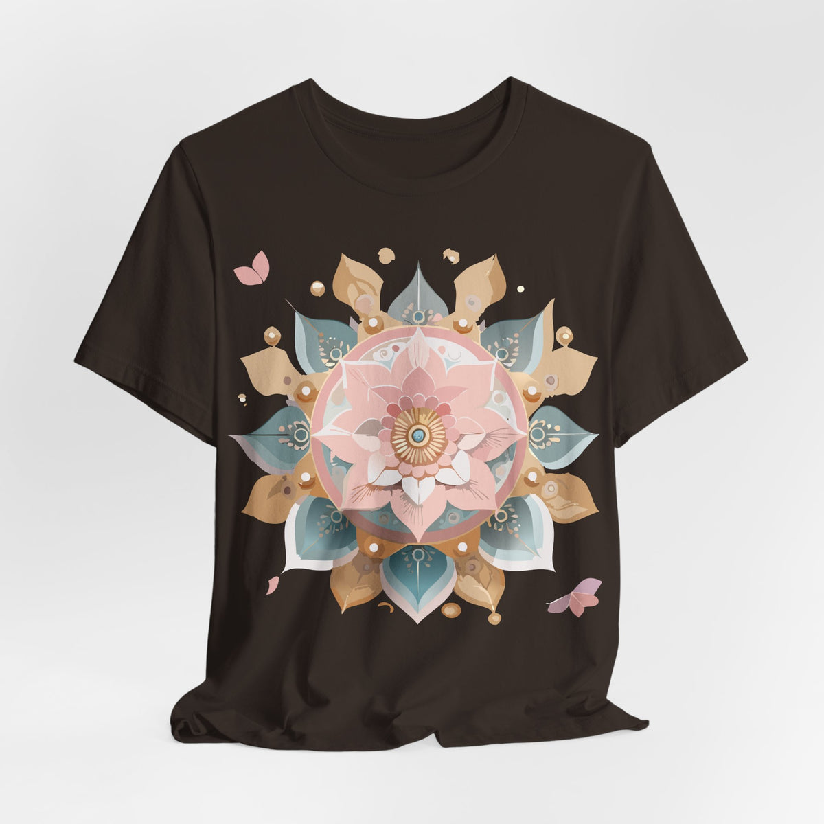 Mandala Graphic Unisex Cotton Bella+Canvas Tee with Floral Art Design n142