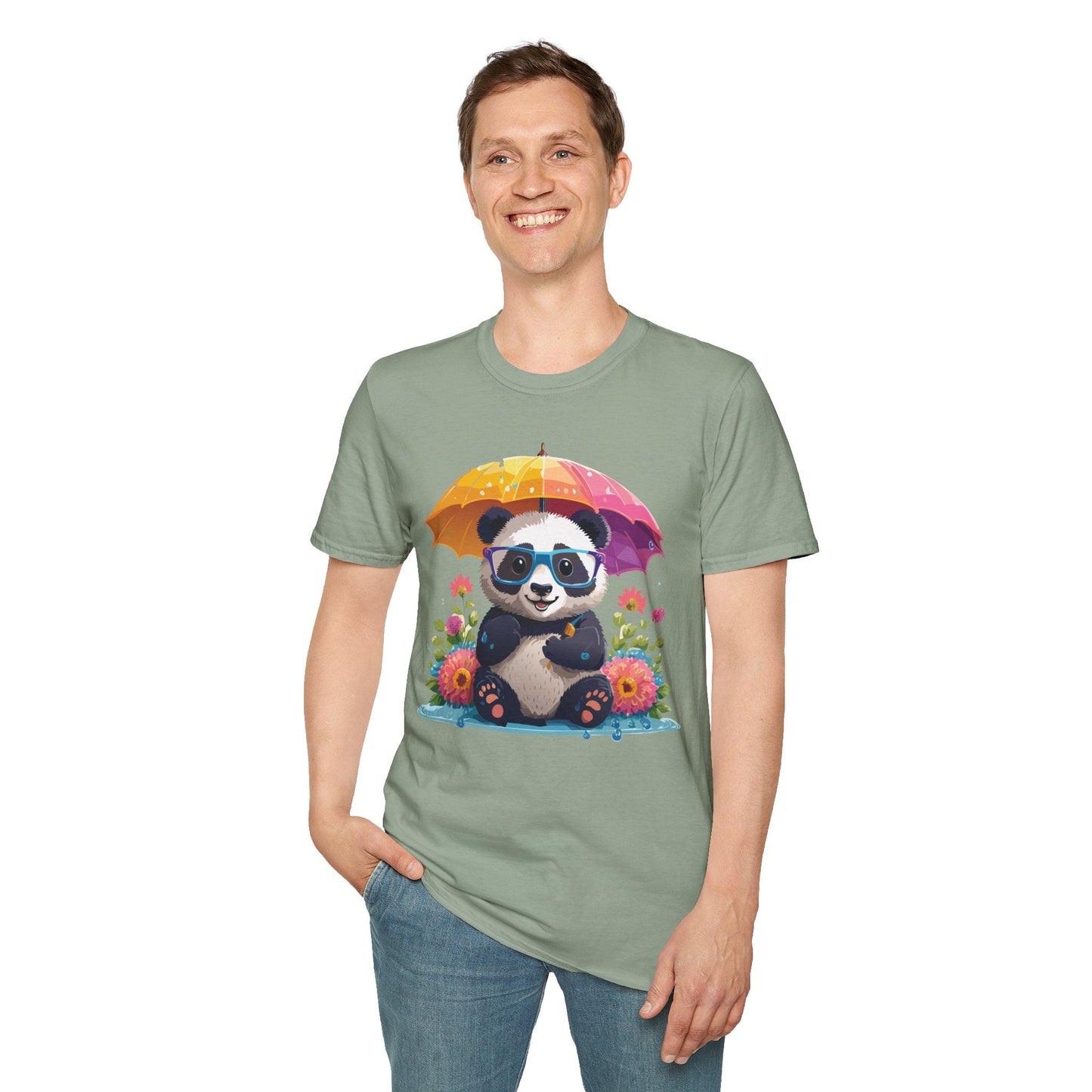 Unisex Panda Shirt Softstyle Tee 100 Percent Ring Spun Cotton Comfortable Animal Tee
