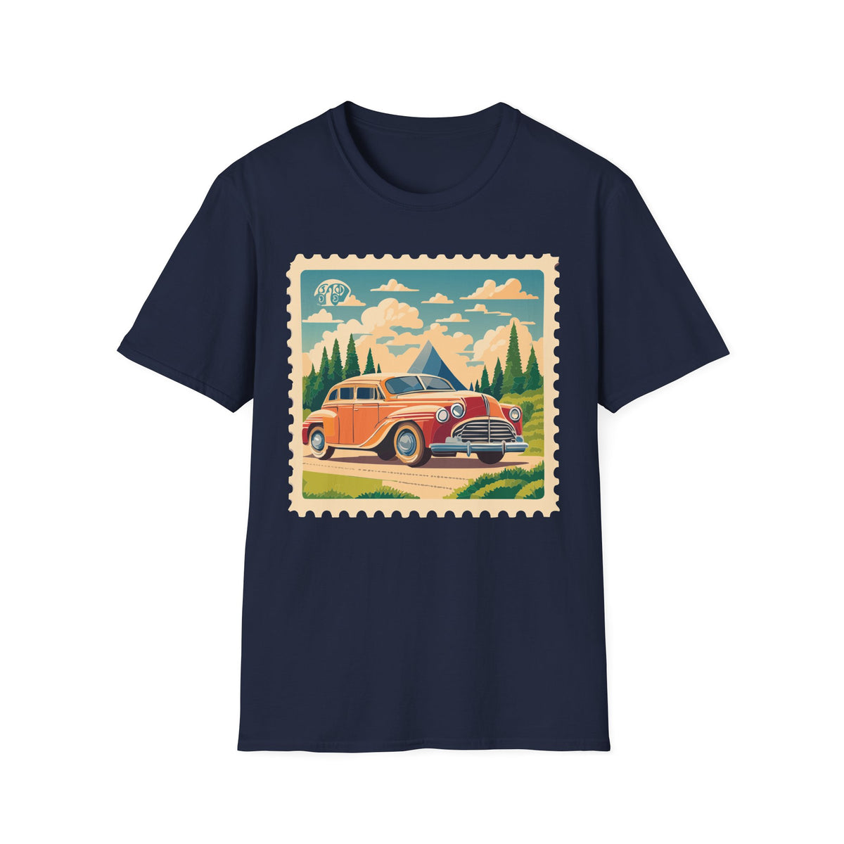 Vintage Road Trip Car T-Shirt | Retro Camper Scenic Stamp Graphic Tee Unisex 100 Cotton Gildan T-Shirt