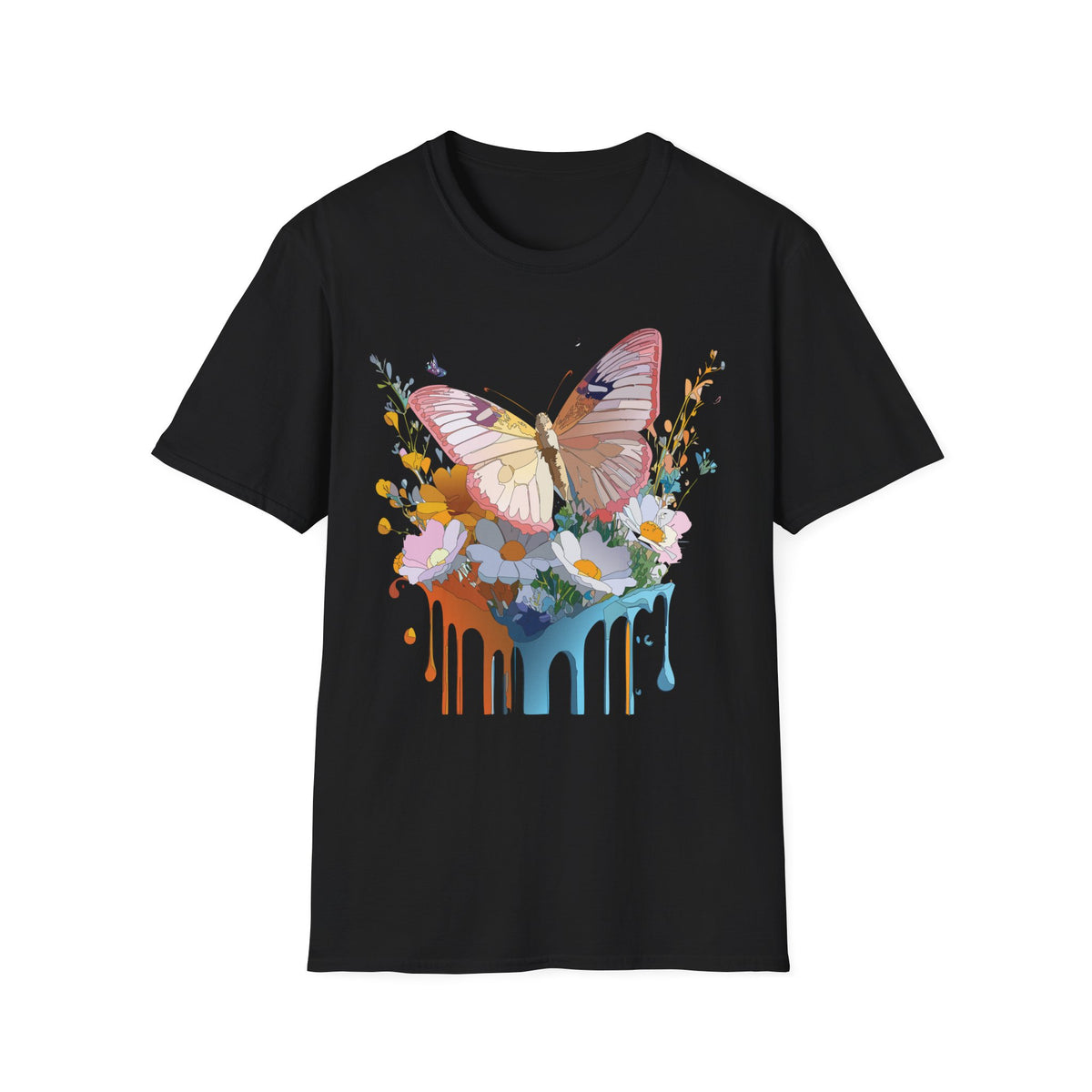 Butterfly Floral Drip Graphic Tee Unisex 100 Cotton Gildan T-Shirt