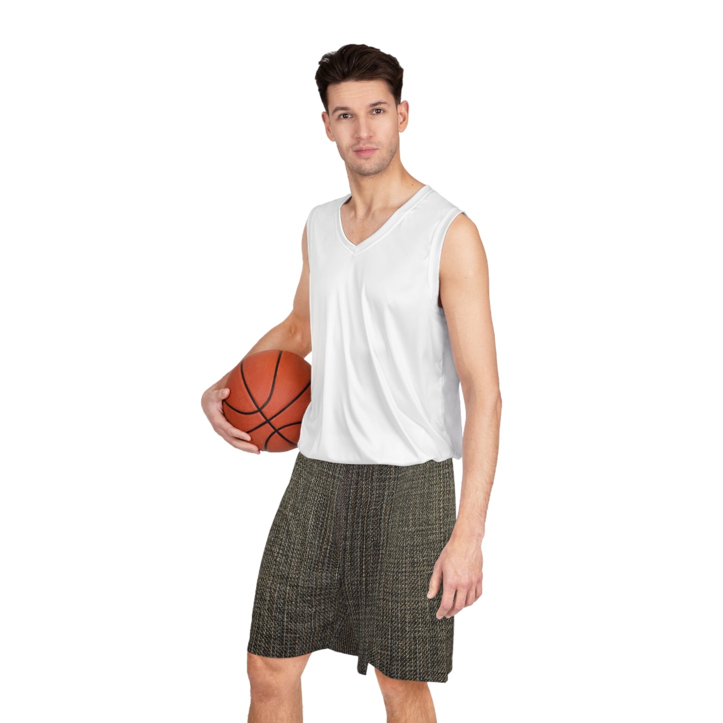 Denim Print Basketball Shorts, Basketball Shorts with Denim Print 5