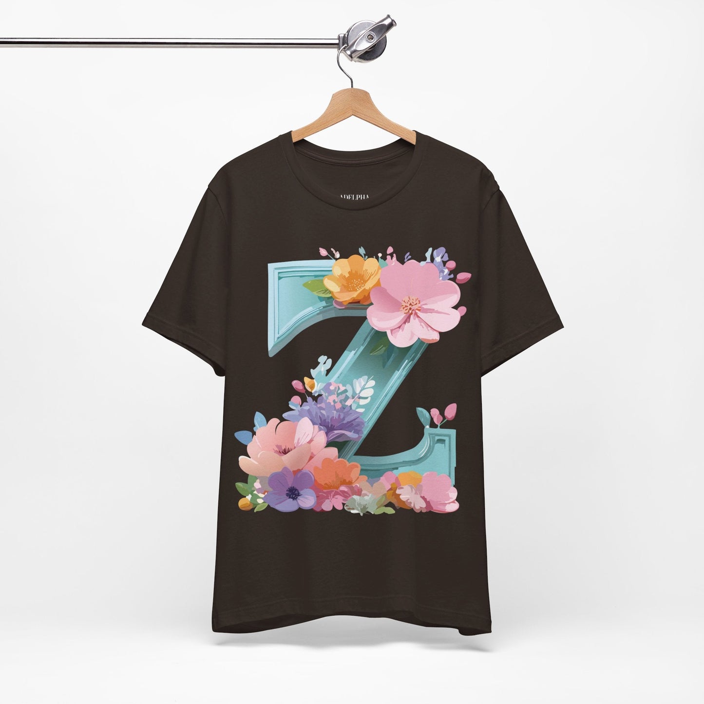 Letter Z Shirt Graphic Tee Unisex Jersey Short Sleeve By Adelpha Vintage Inspired Artwork