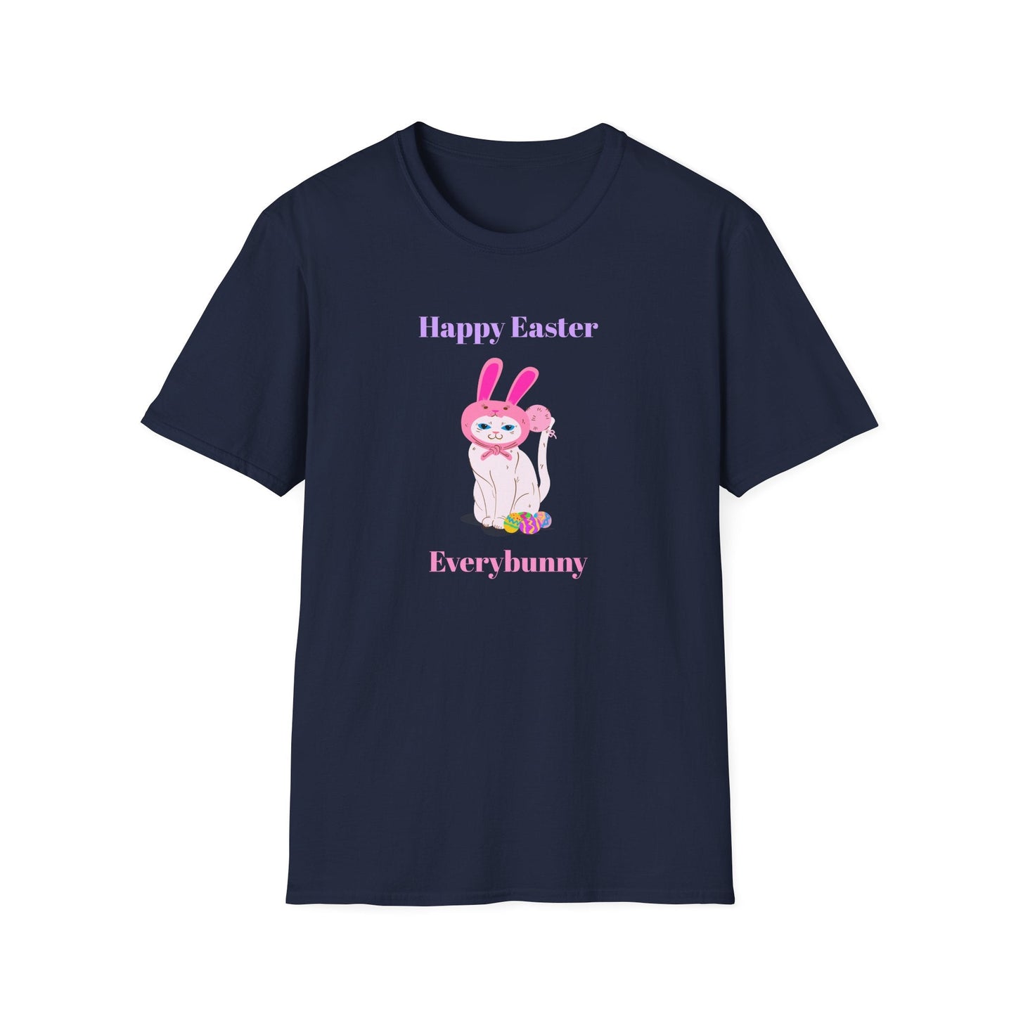 Unisex Easter Bunny T Shirt Softstyle 64000 Tee With Easter Design Print Gildan 100 Percent Ring Spun Cotton