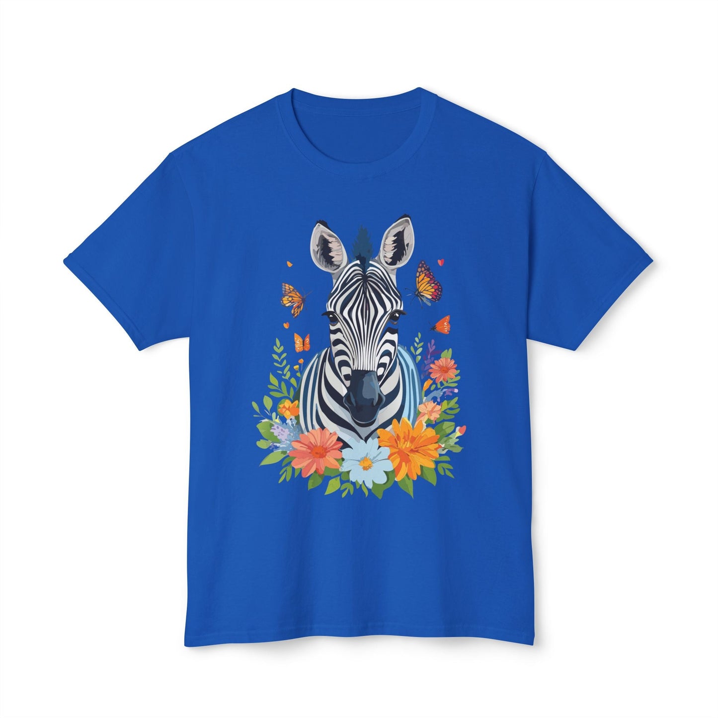 Zebra Art Print T Shirt Unisex Cotton Tee With Floral Design Vintage Zebra Theme