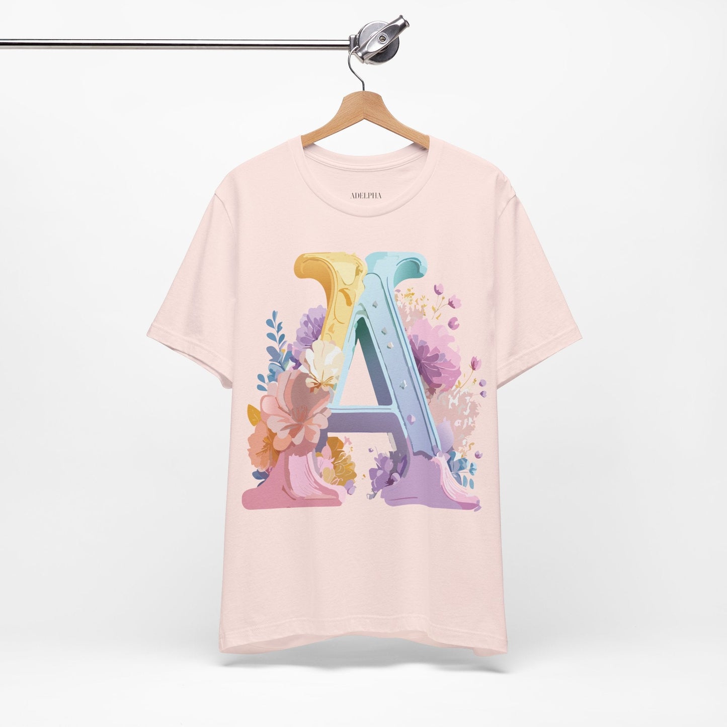 Letter A Graphic Tee Unisex Short Sleeve Shirt Vintage Inspired Artwork By Adelpha