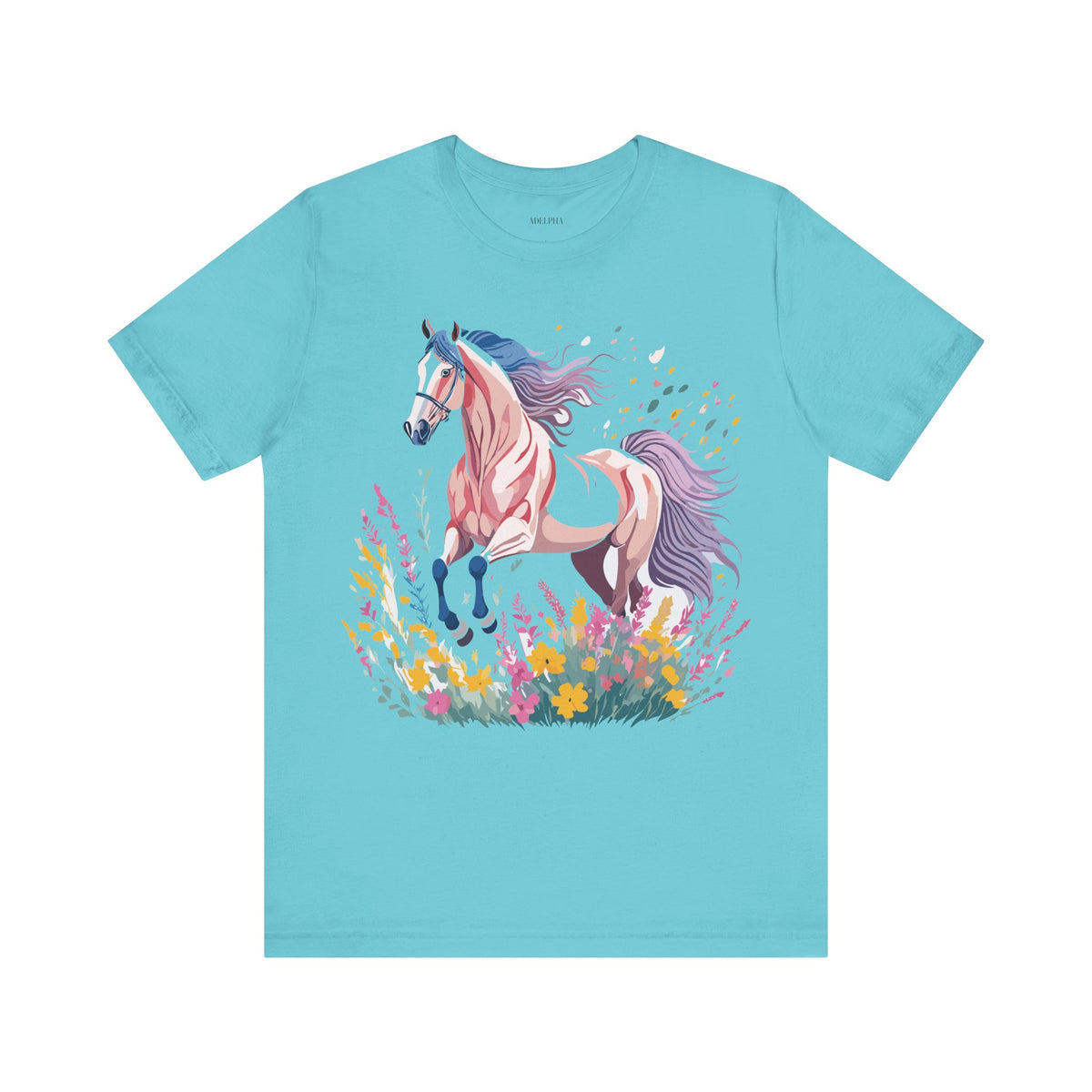 Horse Graphic Unisex Cotton Bella+Canvas Tee with Art Animal Design e25