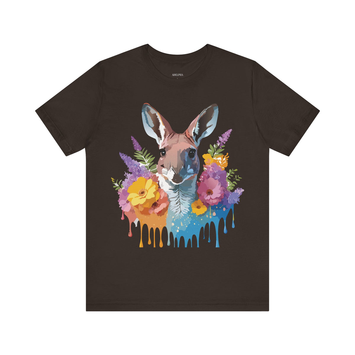 Kangaroo Graphic Unisex Cotton Bella+Canvas Tee with Art Animal Design e37