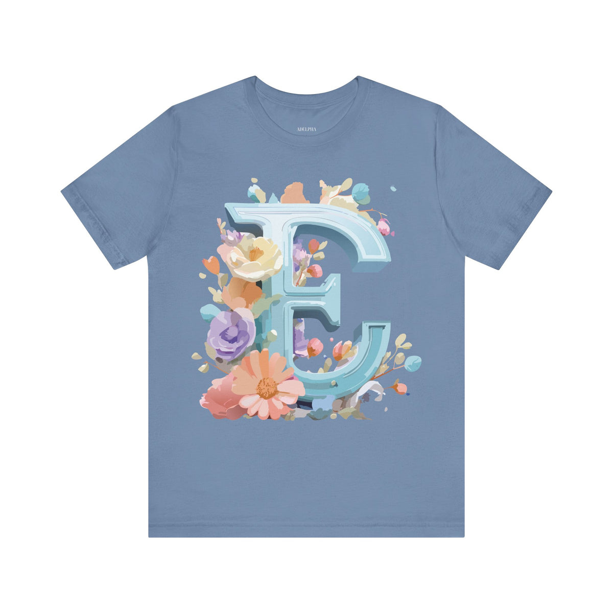 Letter E Graphic Unisex Cotton Bella+Canvas Tee with Art Letter Design