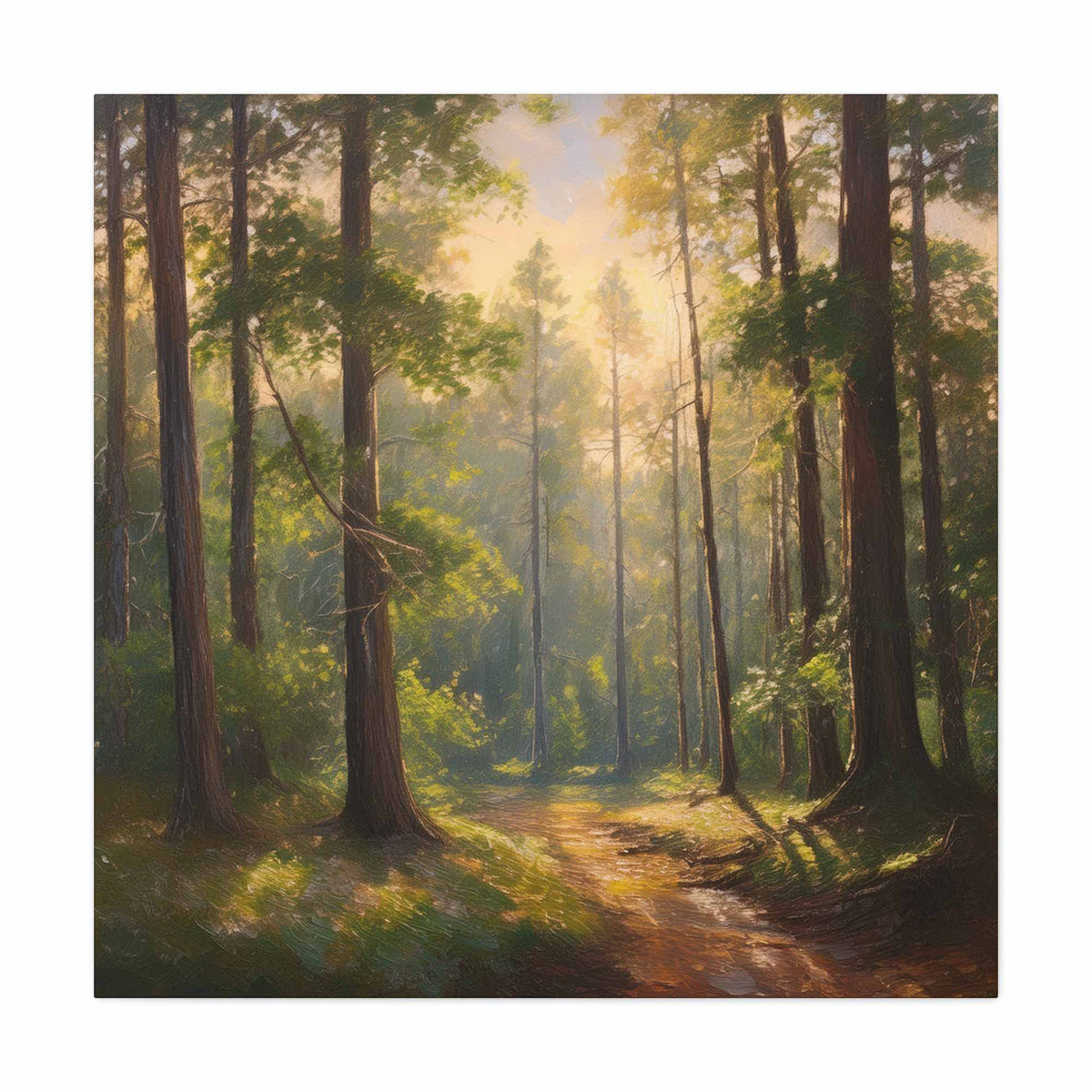 Forest Print Canvas, Trees Oil Paint Print 20x20, 24x24, 30x30, 32x32, 36x36 Art Design Print Pine-Wood Inner Frame MC-70