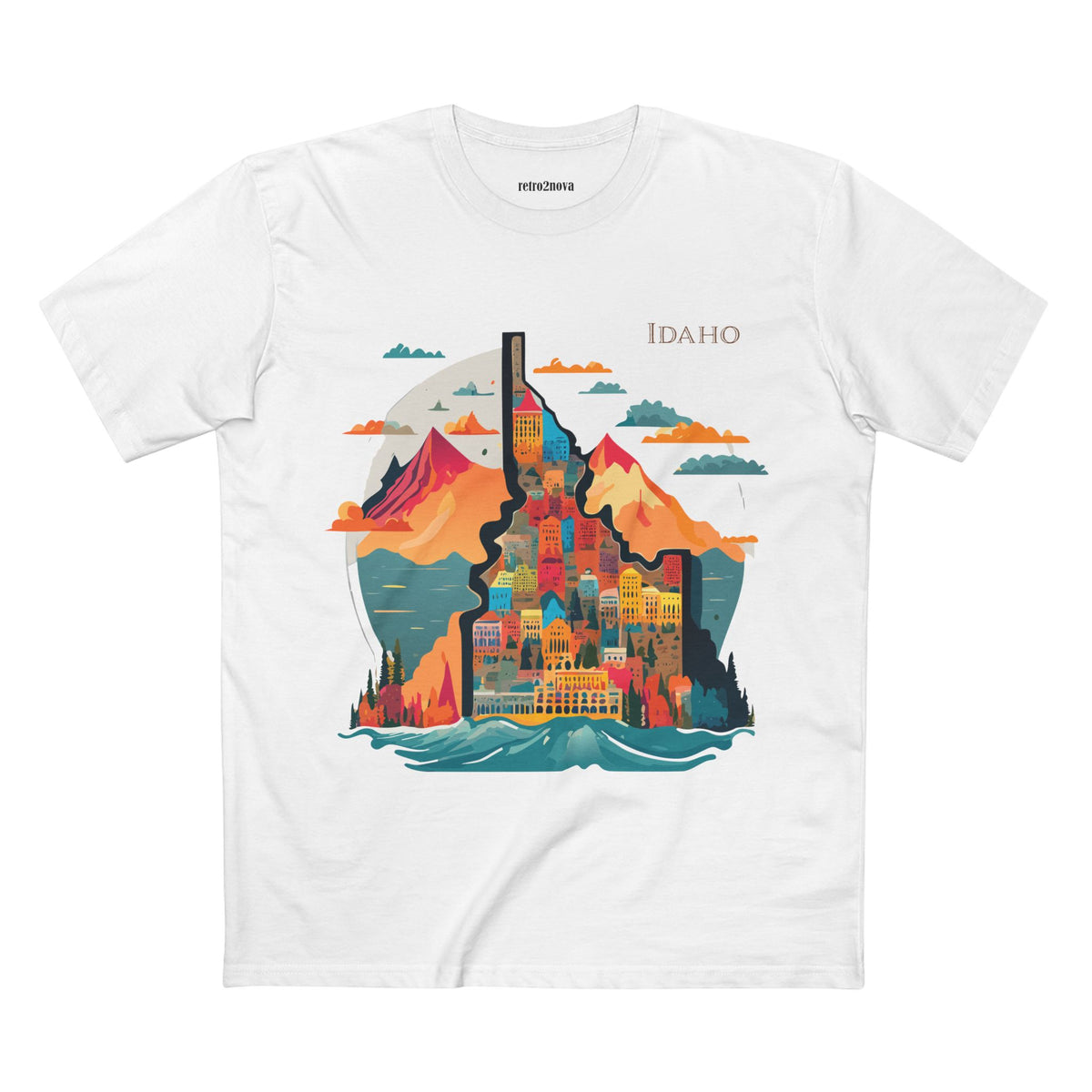Idaho Mountain Cityscape T-Shirt | State Travel Graphic Tee