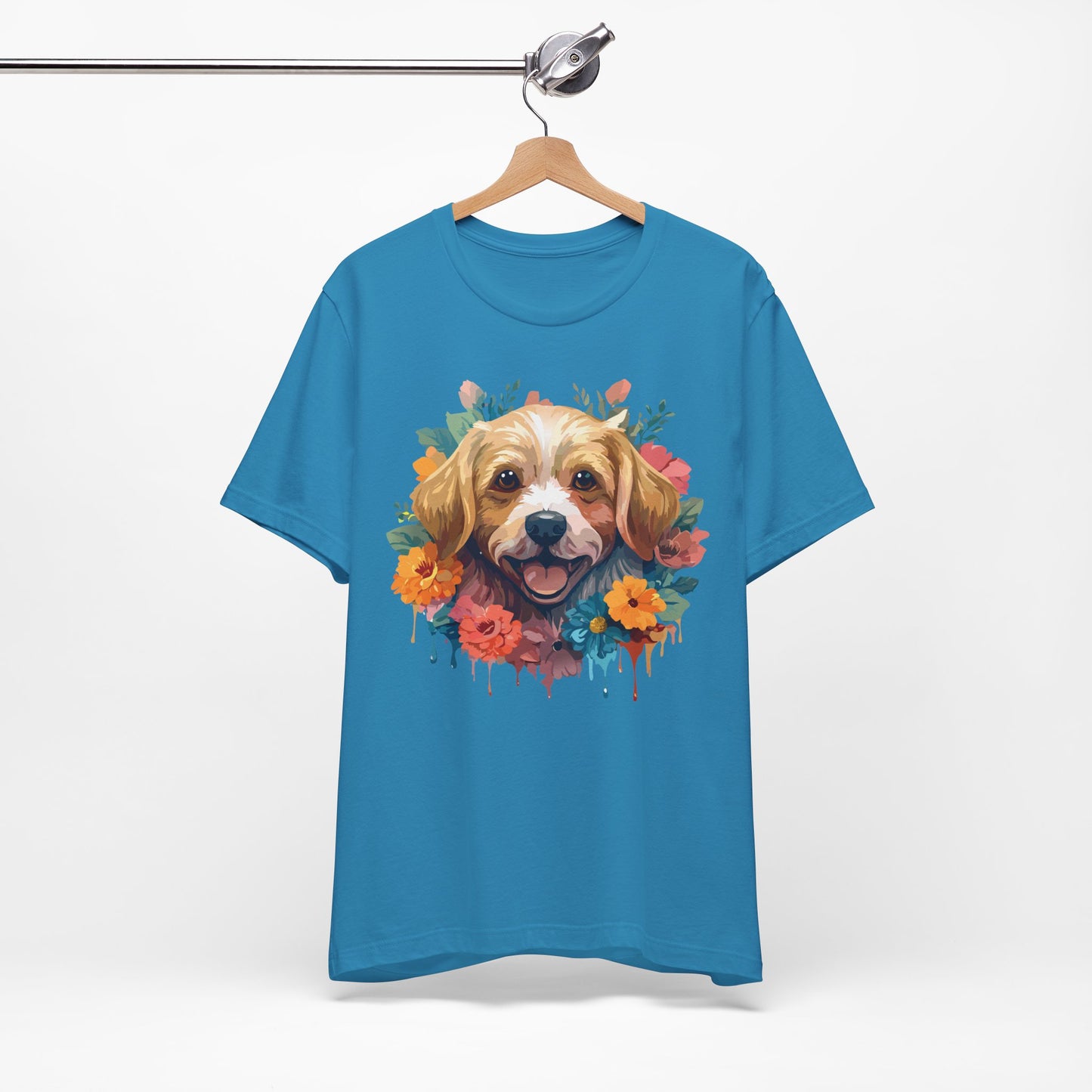 Floral Dog Tee, Animal Shirt, Dog Shirt, Floral Tee, Flower T-shirt, T-Shirt with Animal, Summer Top with Art Design