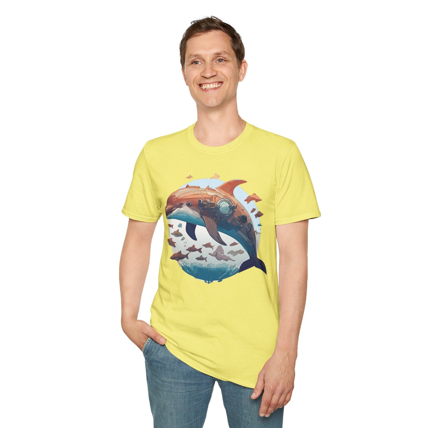 Unisex Dolphin Shirt Softstyle Tee Gildan 64000 Ring Spun Cotton Animal Graphic Design
