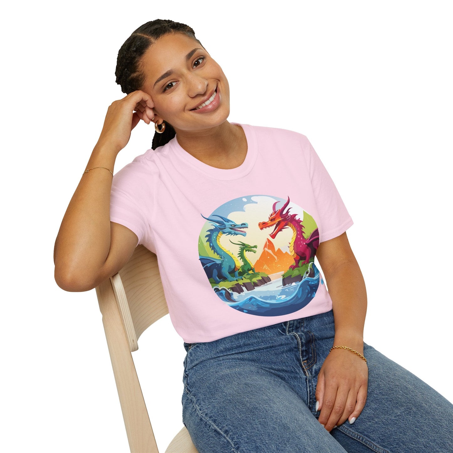 Dragon Graphic Unisex Cotton Softstyle Art Design Tee With Animals 18