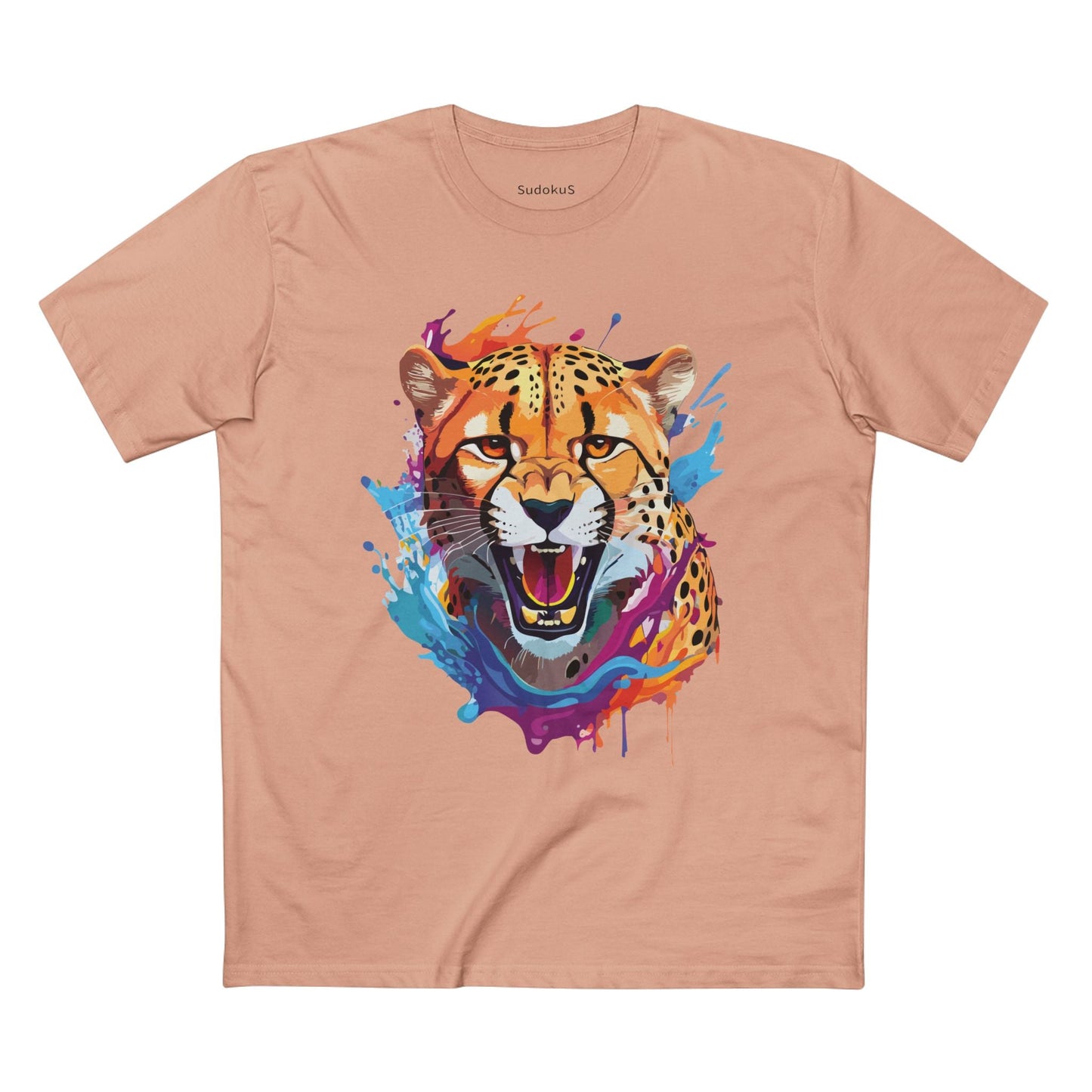 Cheetah Graphic Unisex 100 Cotton Staple Tee with Animal Design Artwork 23