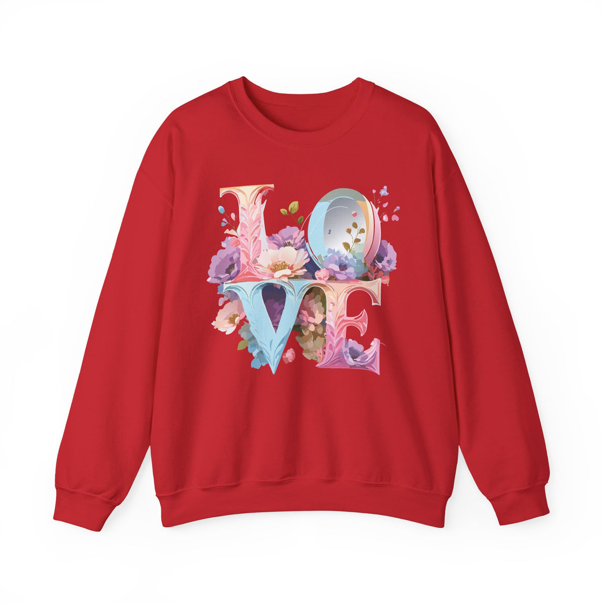 Floral Love Graphic Valentine's Day Sweatshirt Unisex 50/50 Cotton-Poly Sweatshirt w47