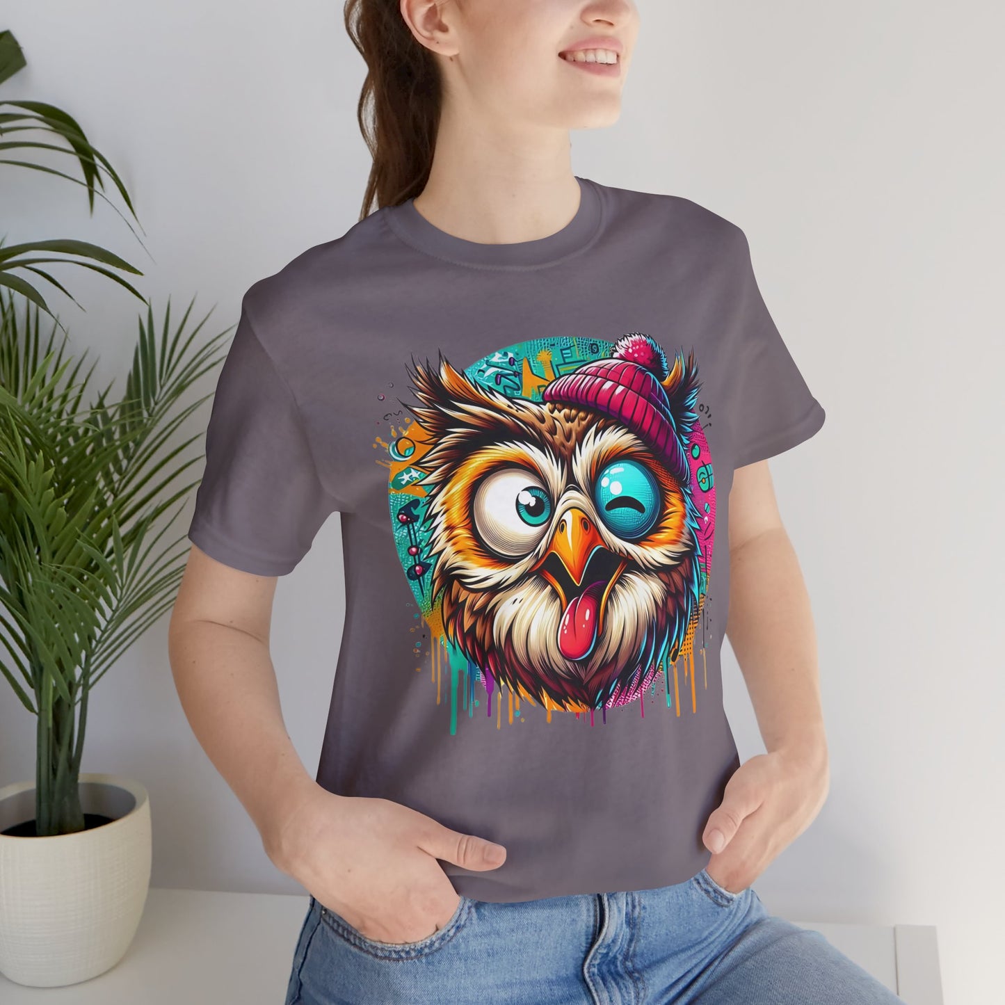 Colorful Owl Graphic Tee, Fun Owl Shirt, Funny Bird Shirt, Cute Cartoon Tees, Animal T-Shirt, Animal Tees, Art Design T-Shirt