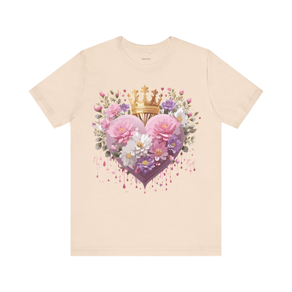 Valentine's Day Graphic Unisex Cotton Bella+Canvas Tee with Floral Art Design d129