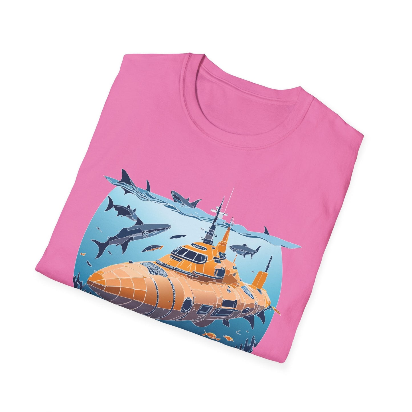 Ocean Graphic Tee Shirt Unisex Softstyle 64000 Gildan Lightweight Breathable Ocean Design U Boat