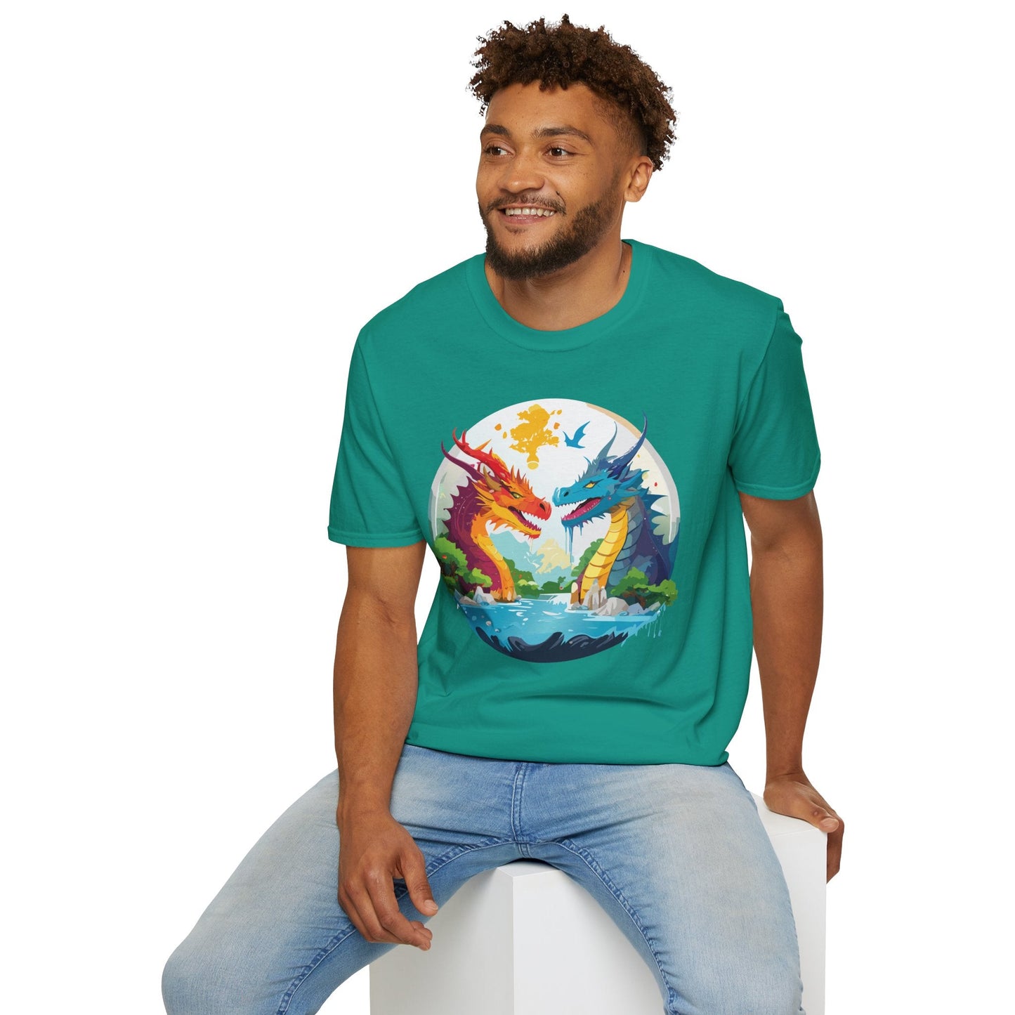 Dragon T Shirt Unisex Gildan Softstyle 64000 100 Percent Cotton Animal Print Tee Artwork