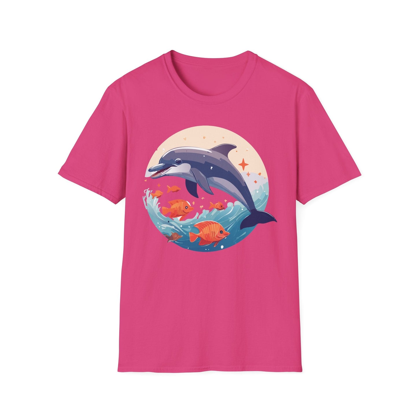 Unisex Dolphin Shirt Gildan Softstyle 64000 Short Sleeve Fish Tee With Dolphin Graphic